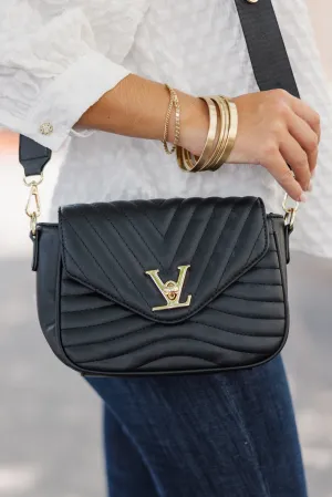 Listen To Your Heart Black Crossbody Purse