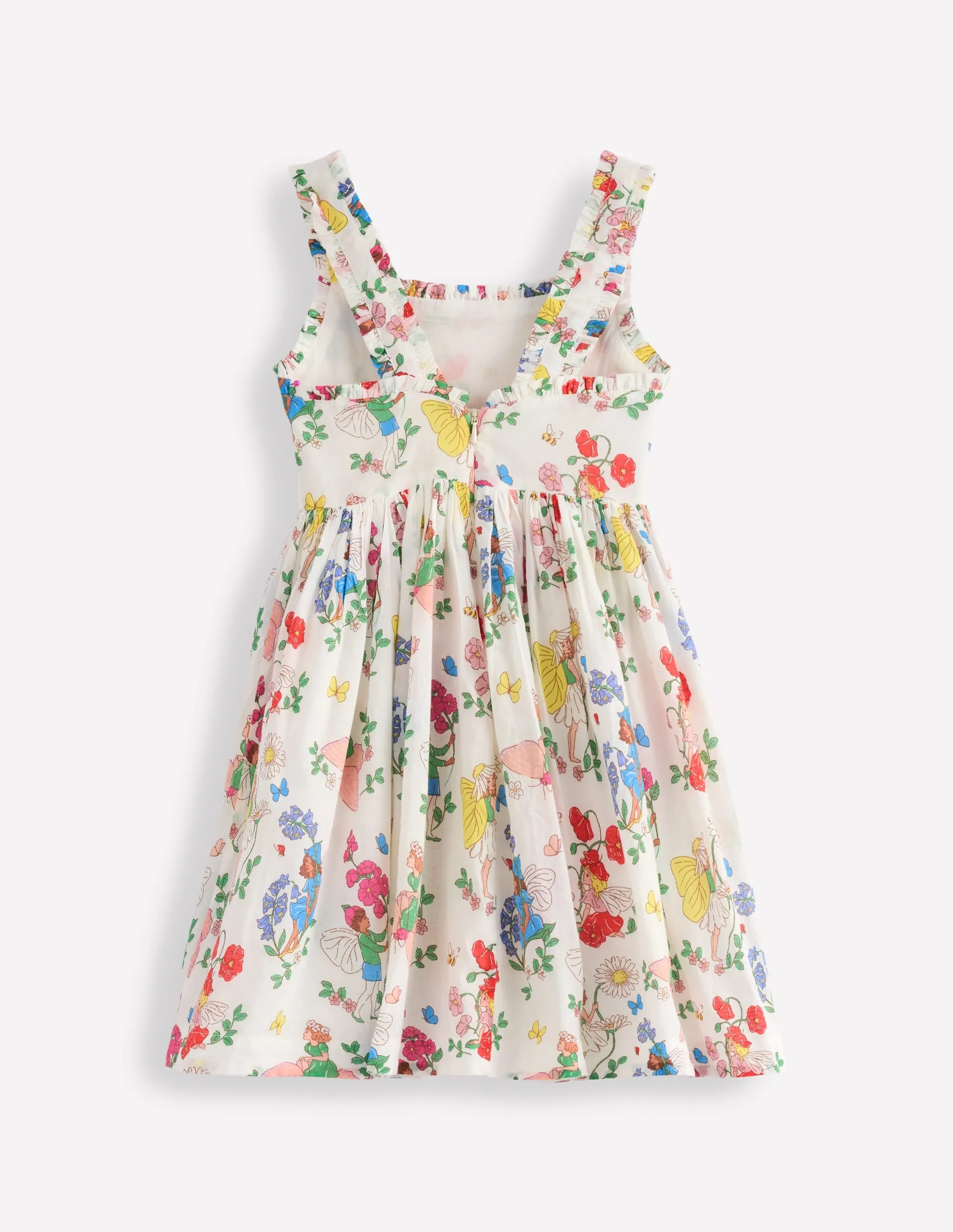 Luna Frill Strap Woven Dress-Multi Flower Fairy