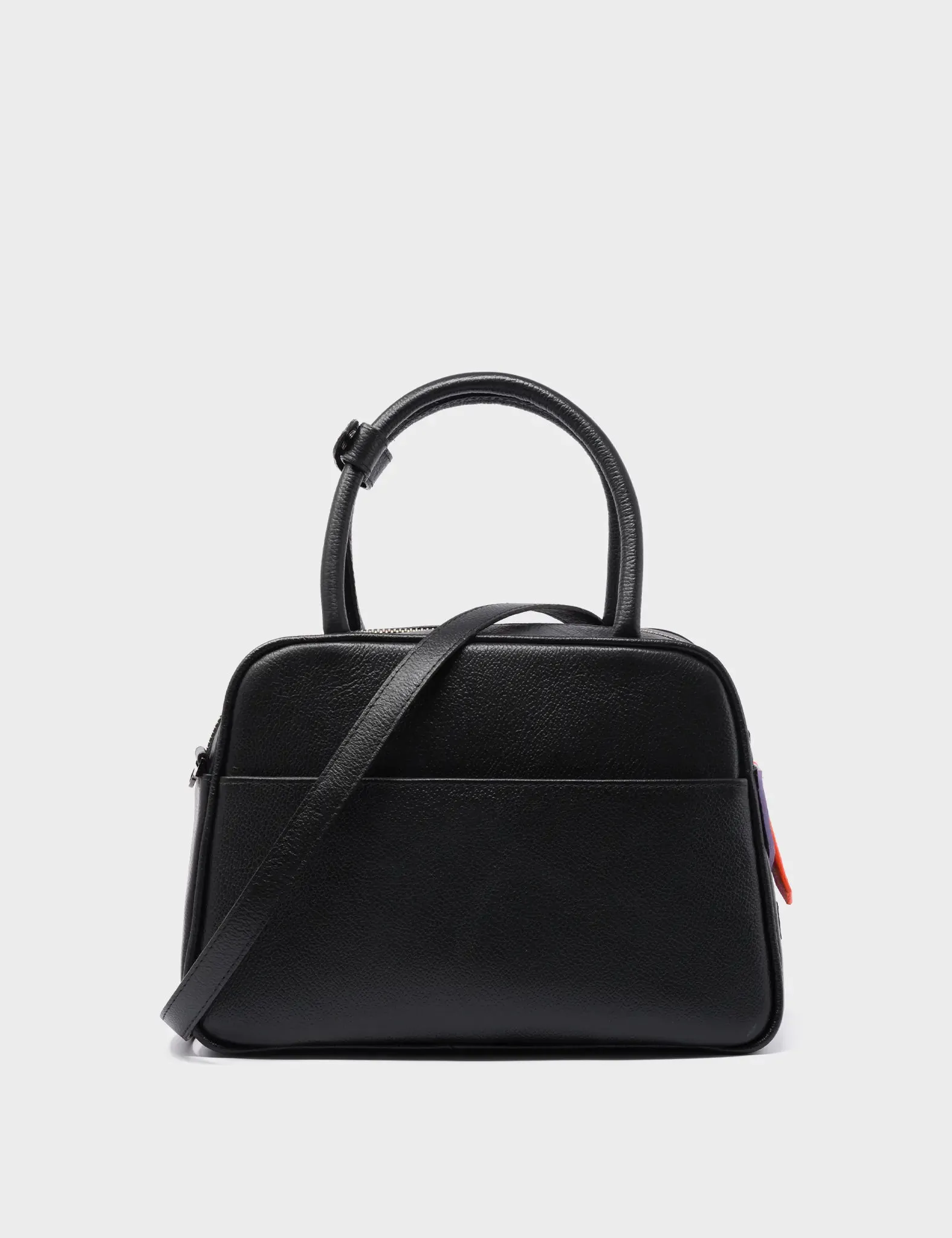 Marino Medium Crossbody Black Leather Bag - Subway Platform Print