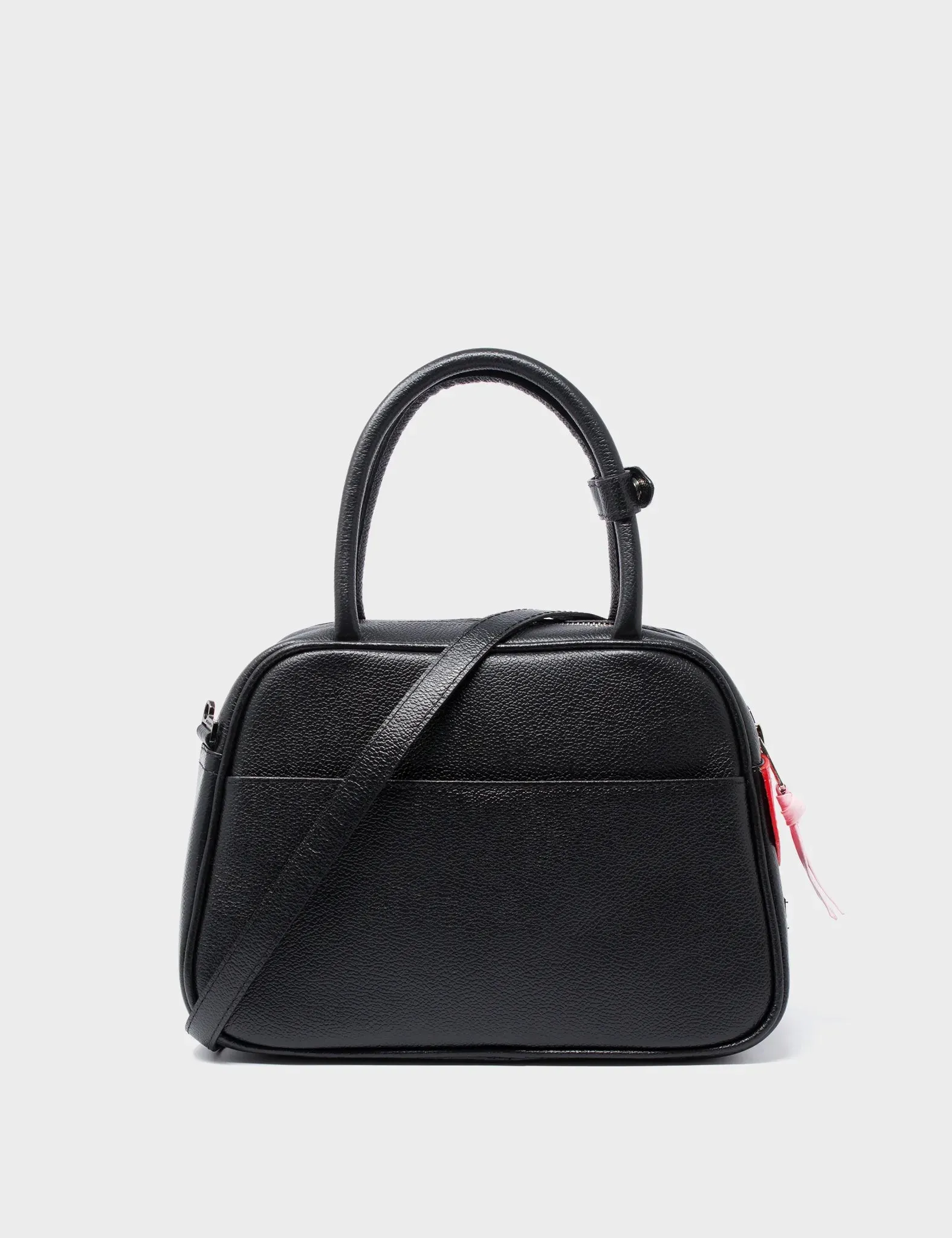 Marino Medium Crossbody Black Leather Bag - Vintage Bloom Embroidery