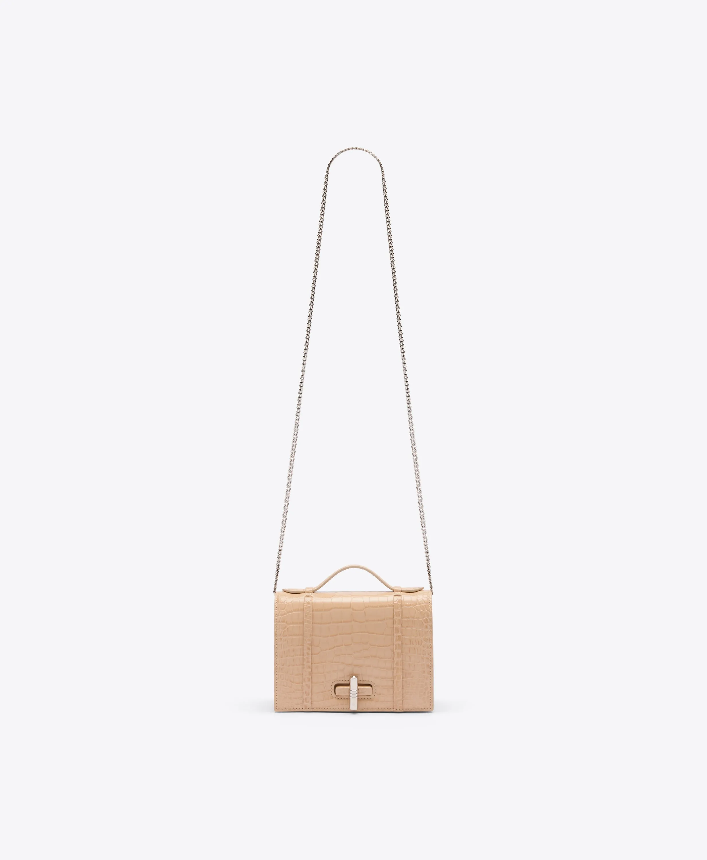 May Buff Embossed Leather Small Handbag
