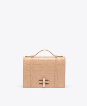 May Buff Embossed Leather Small Handbag