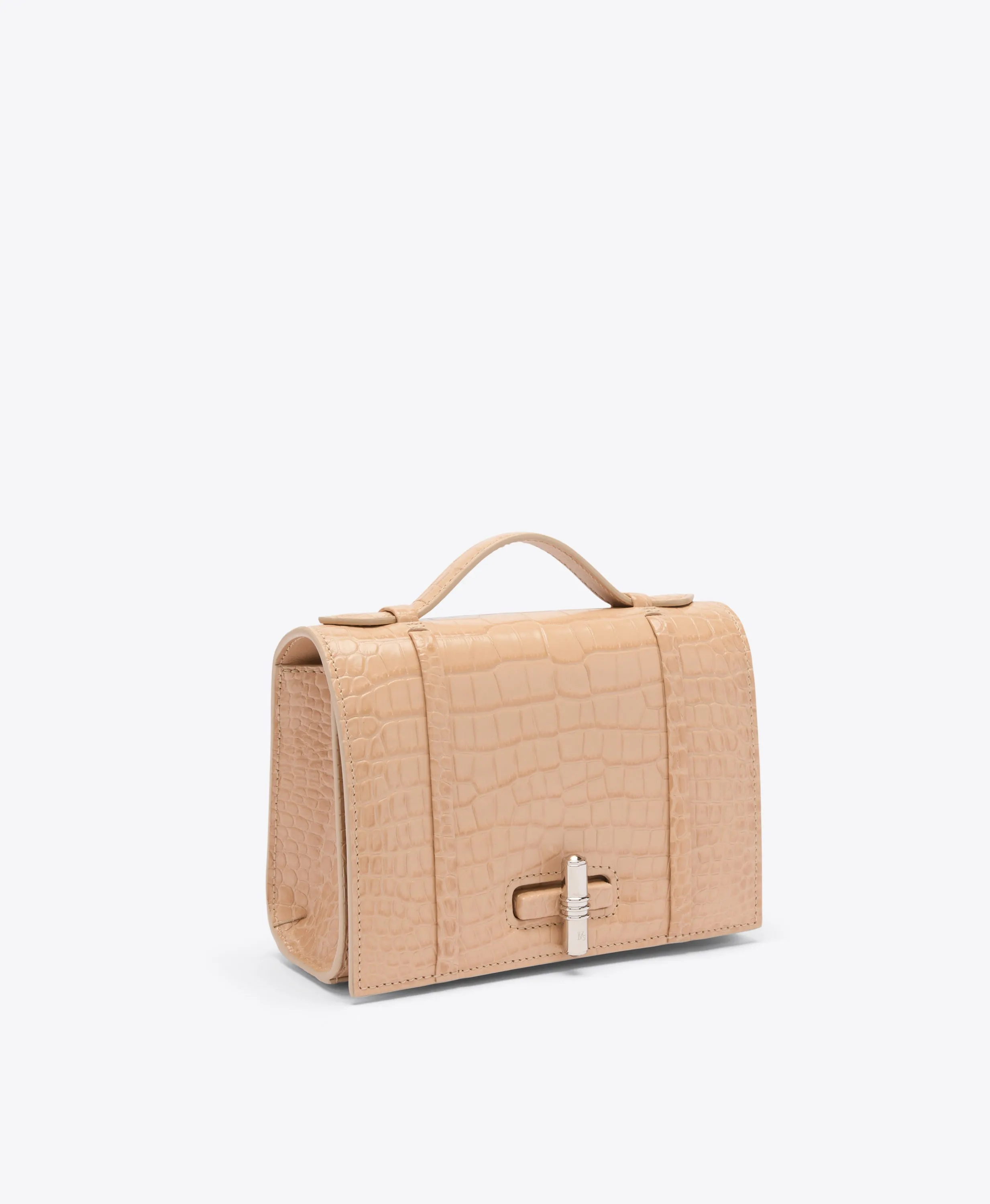 May Buff Embossed Leather Small Handbag