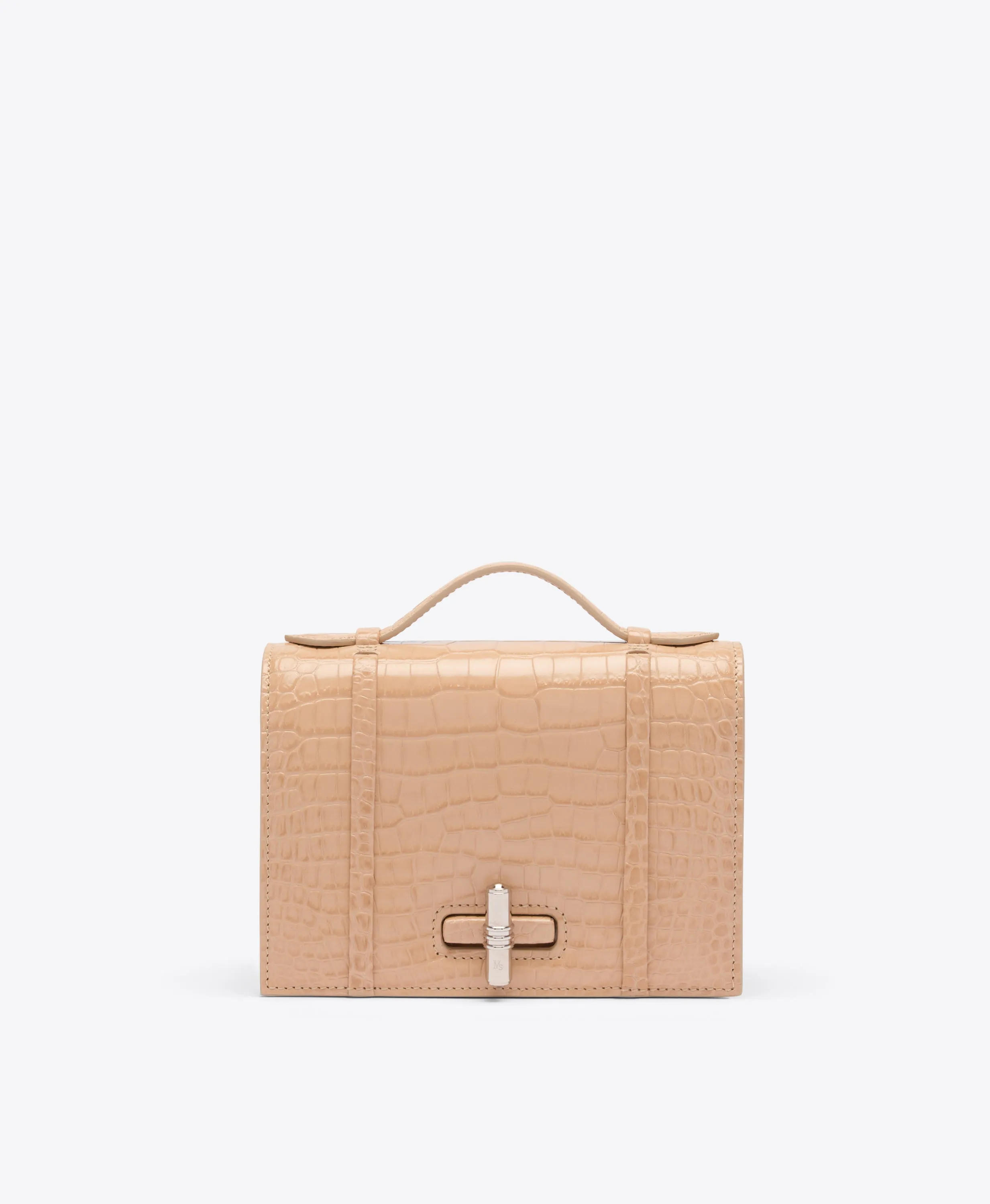 May Buff Embossed Leather Small Handbag