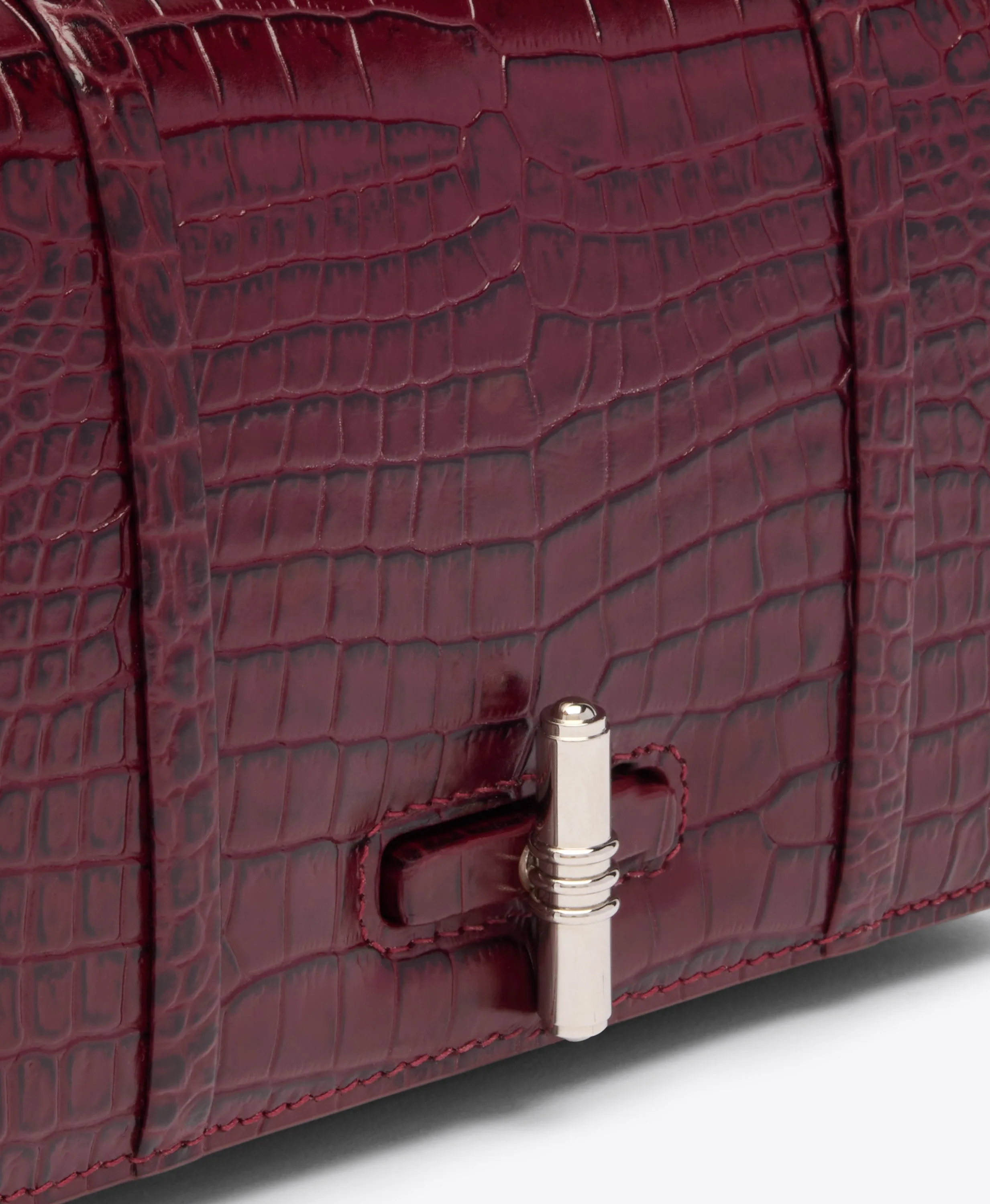 May Red Embossed Leather Small Handbag