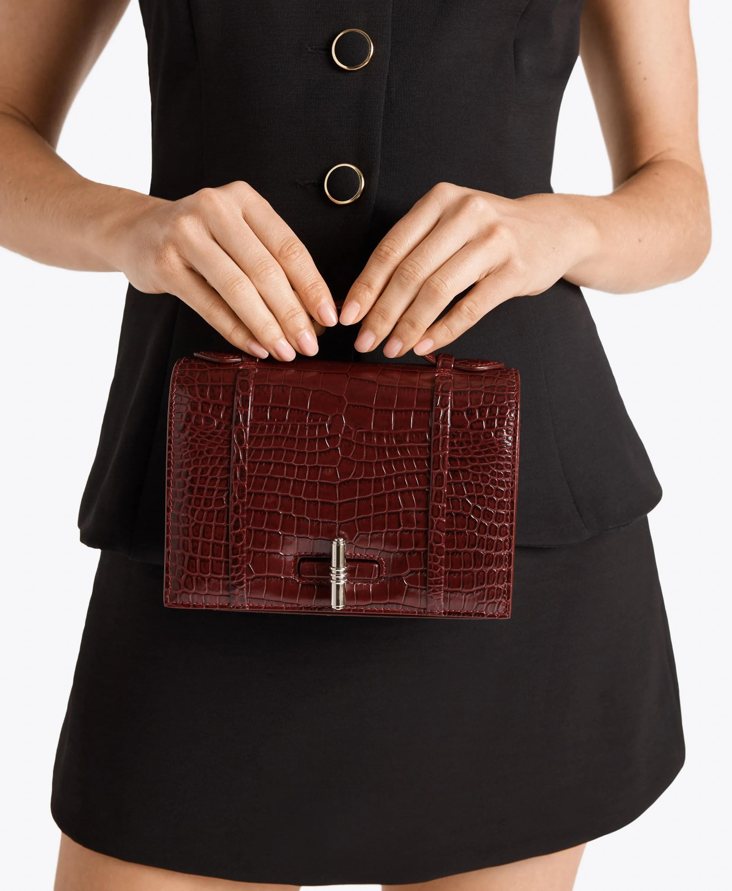 May Red Embossed Leather Small Handbag
