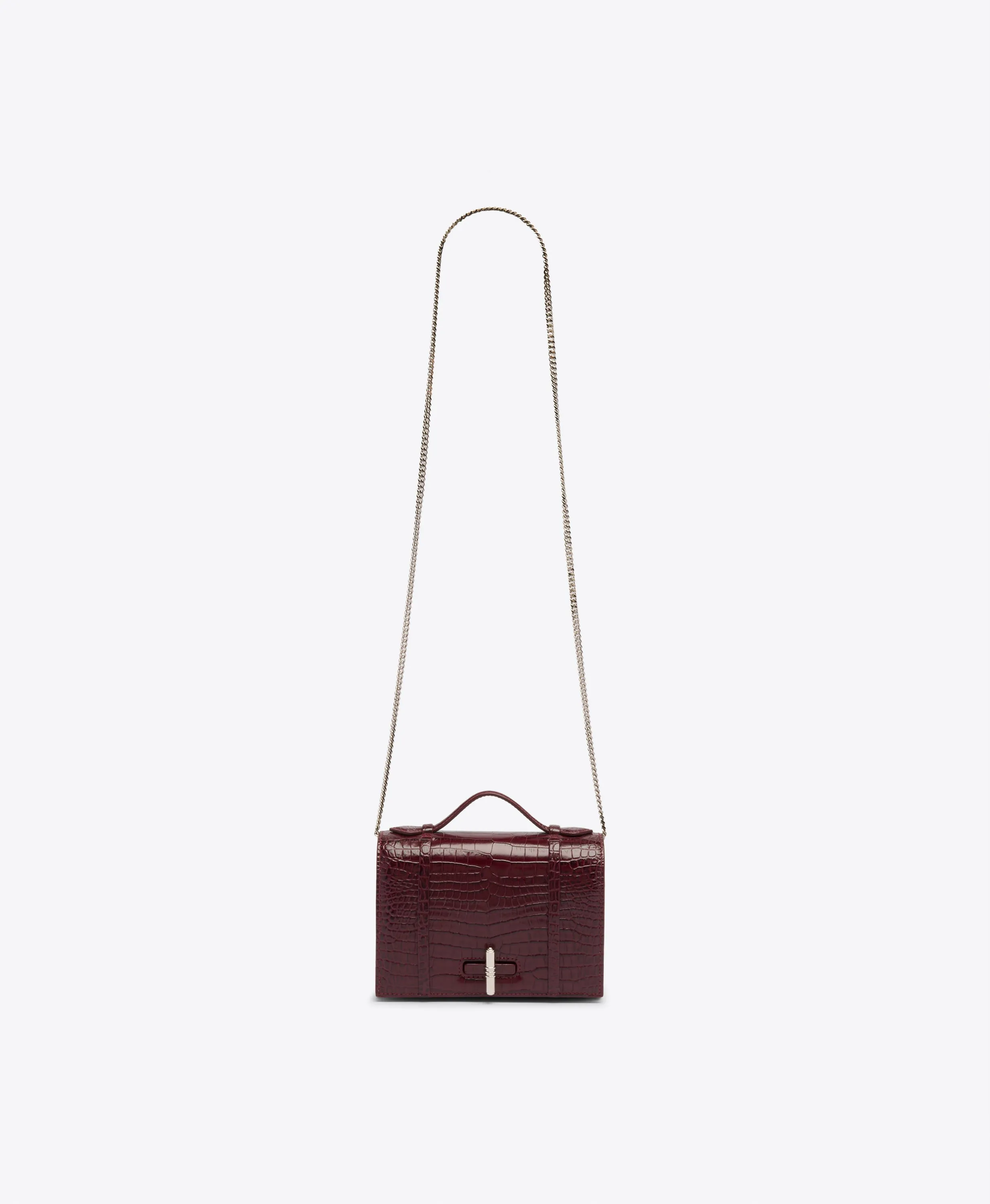 May Red Embossed Leather Small Handbag