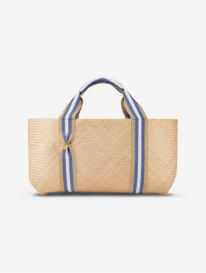 Mentawai Bamboo Vegan Large Tote Bag | Natural & Blue Stripe