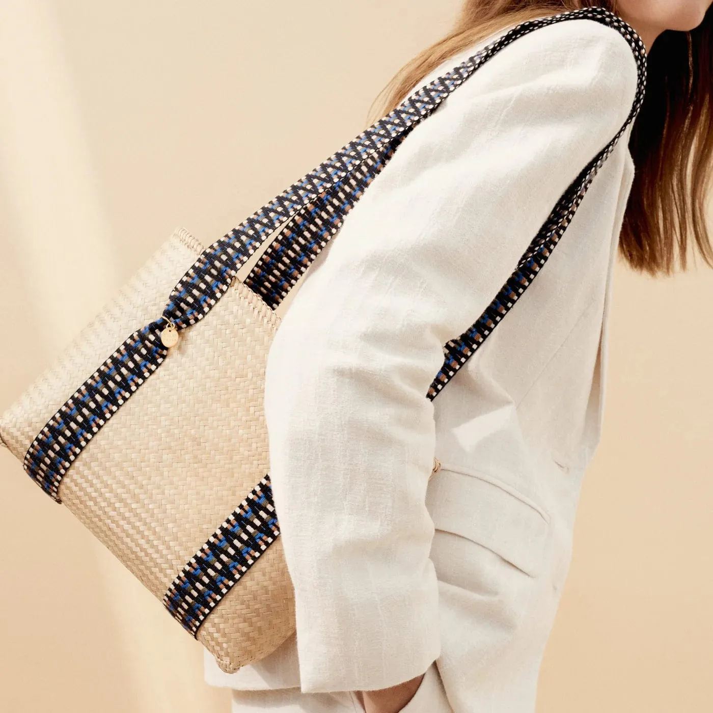 Mentawai Handwoven Bamboo Vegan Small Tote Bag | Indigo & Black
