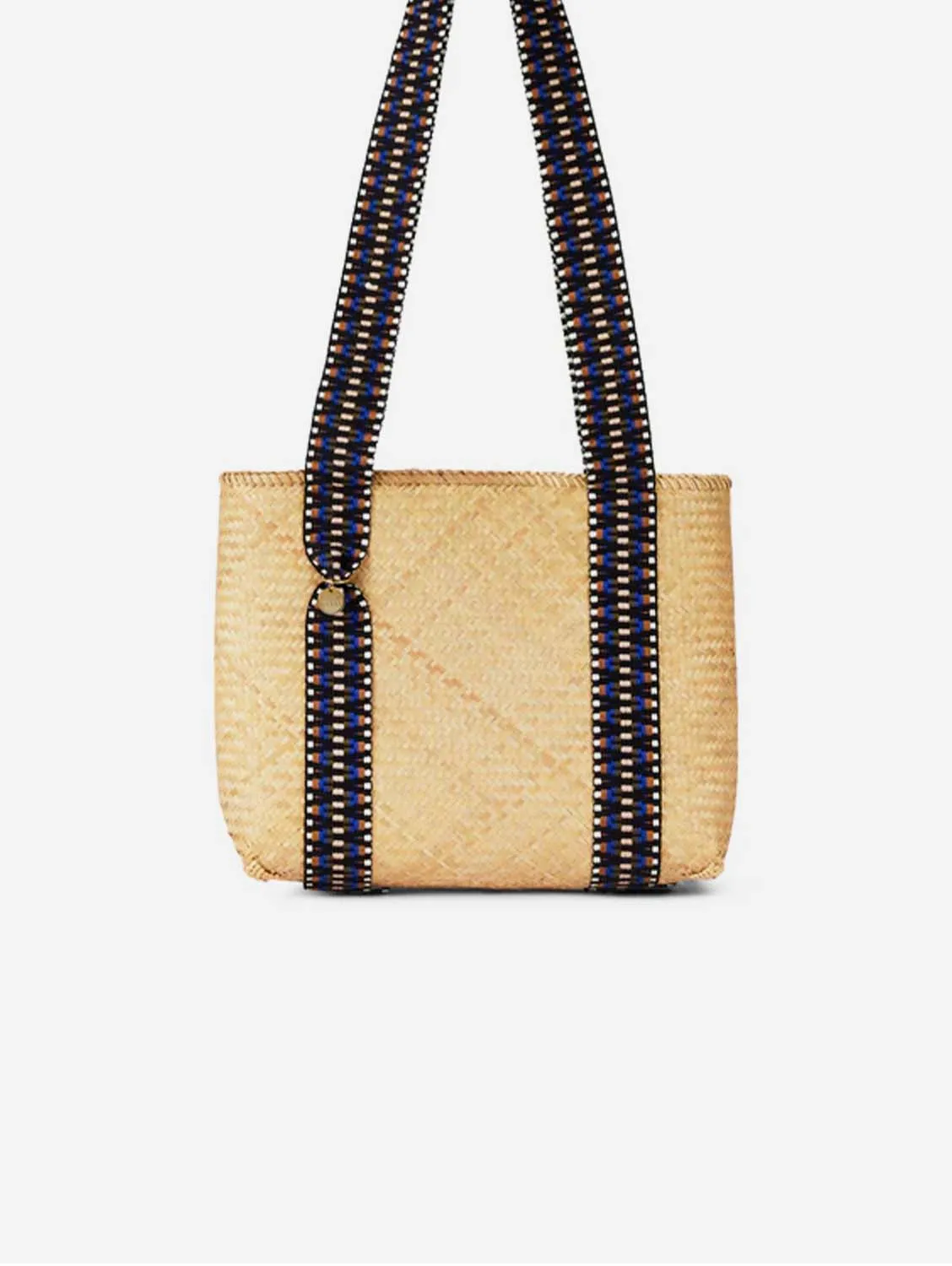 Mentawai Handwoven Bamboo Vegan Small Tote Bag | Indigo & Black