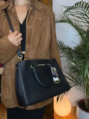 Michael Kors Black Leather Tote with Crossbody Strap
