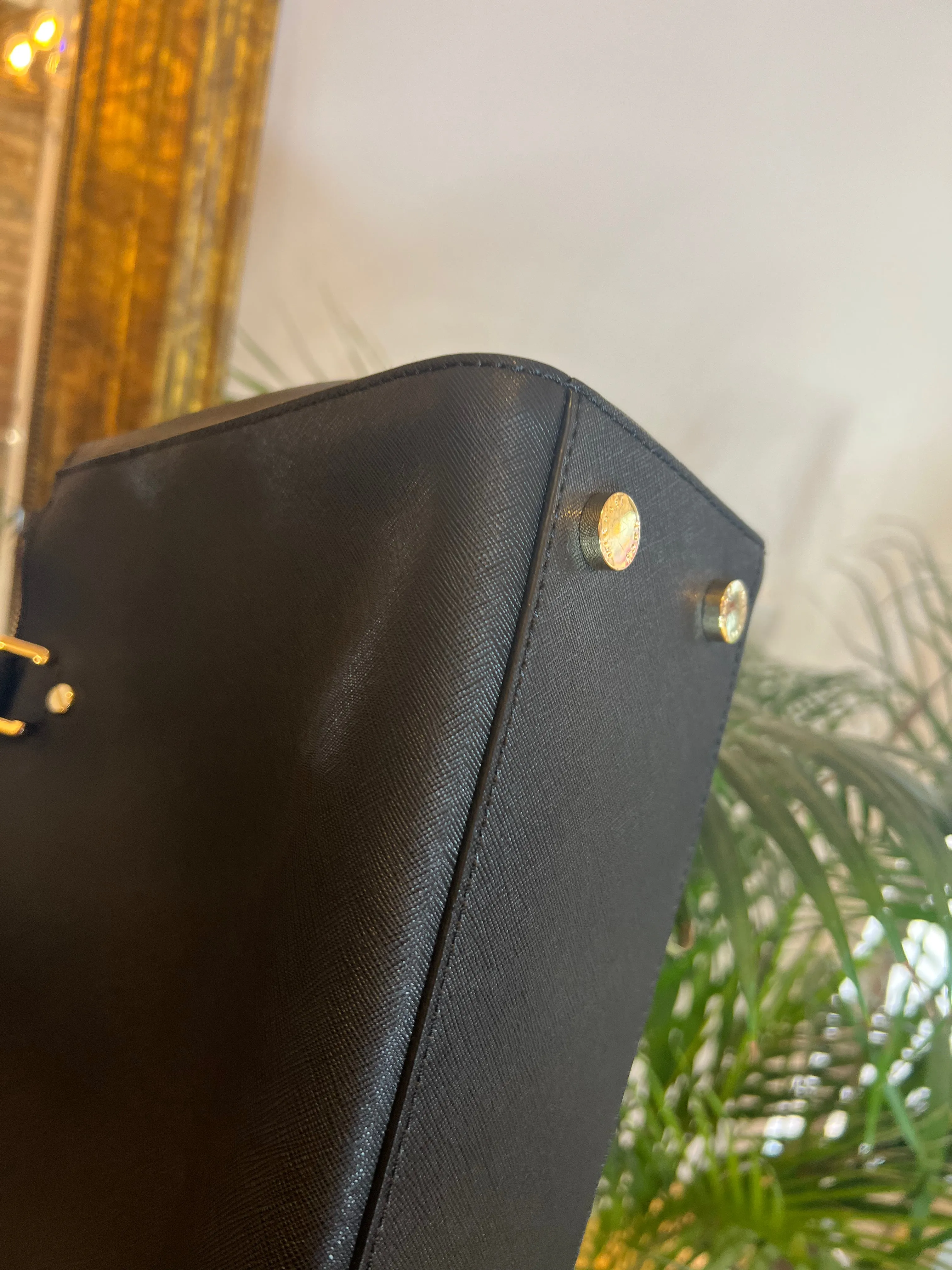 Michael Kors Black Leather Tote with Crossbody Strap