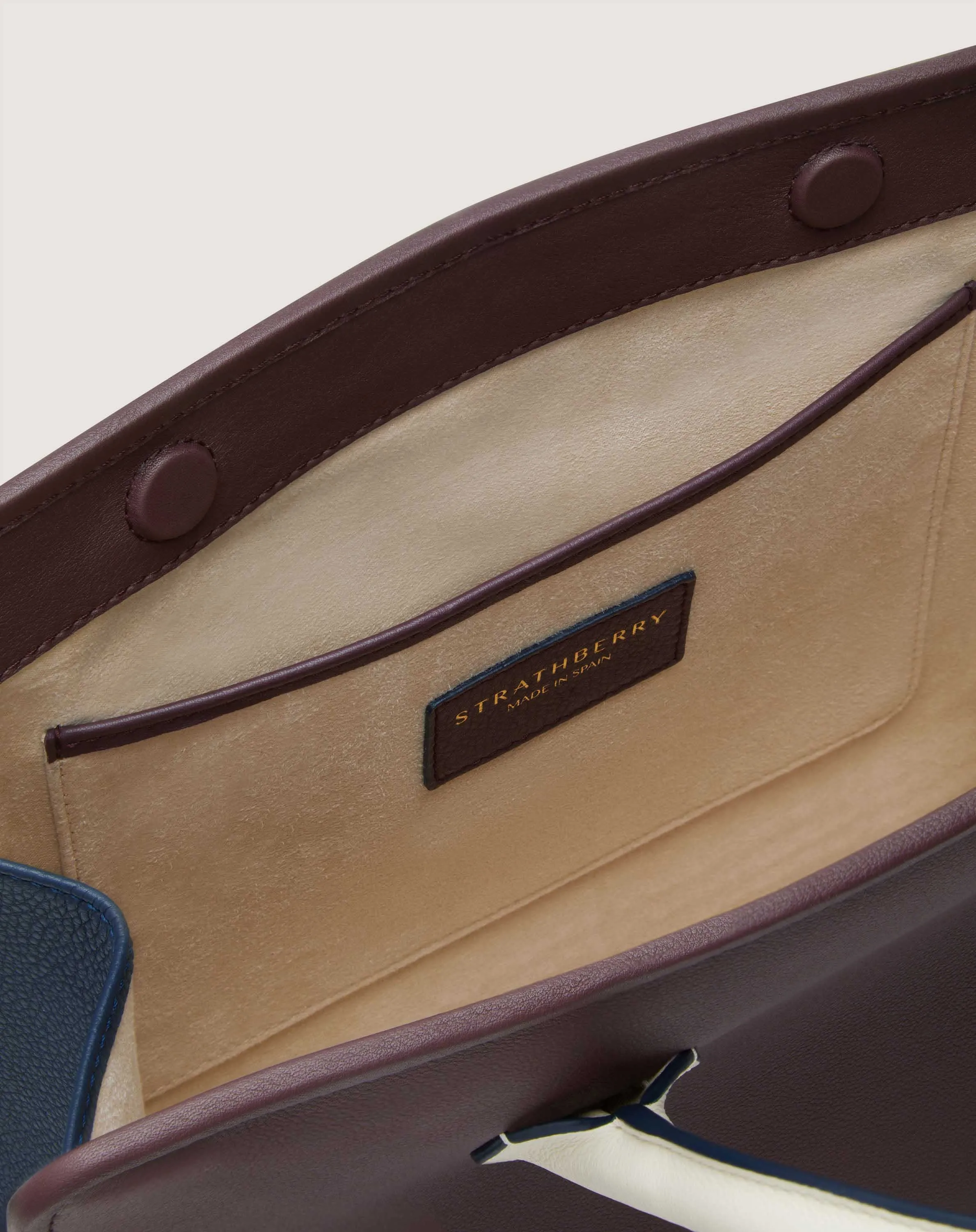 Midi Tote - Burgundy/Navy/Vanilla