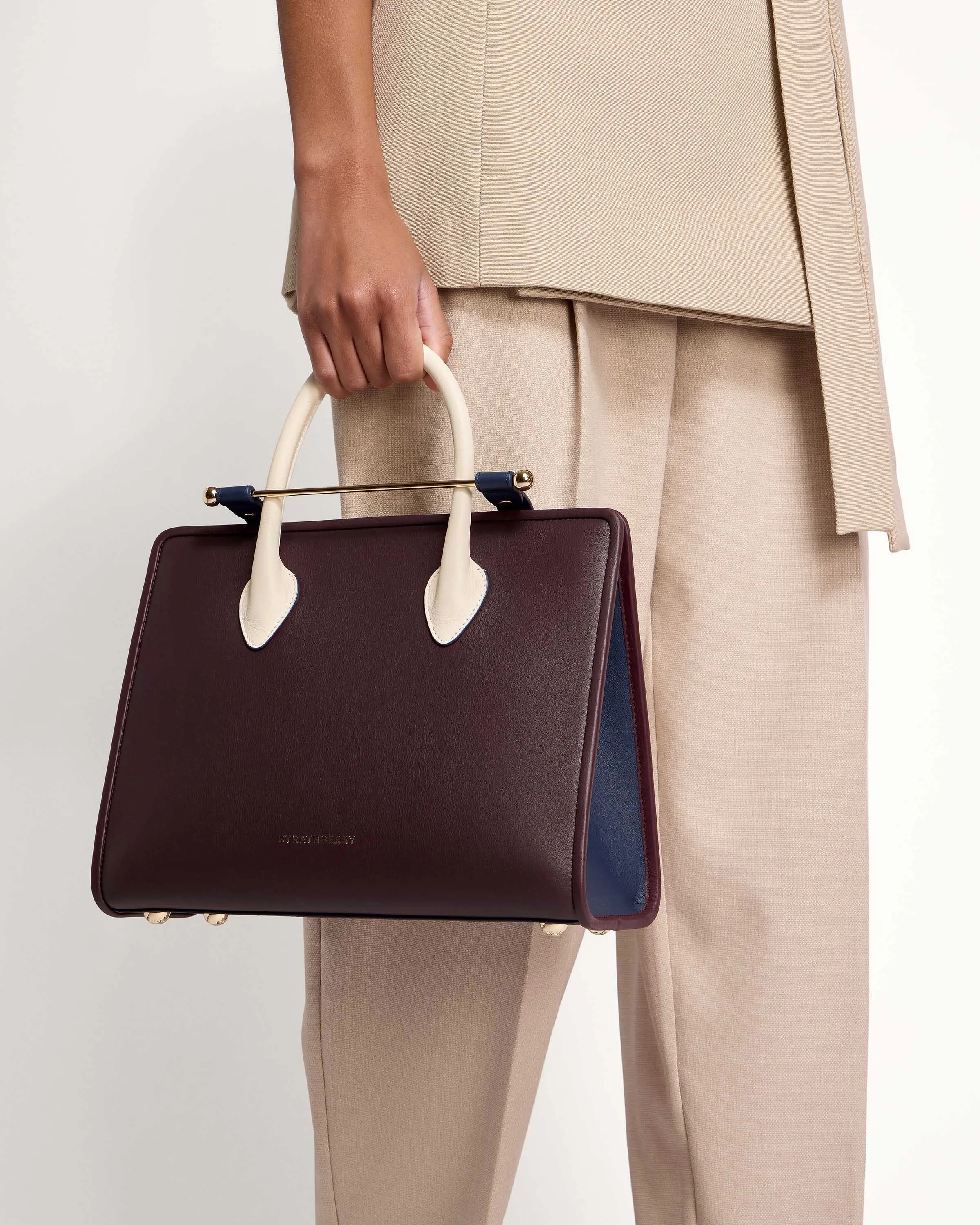 Midi Tote - Burgundy/Navy/Vanilla