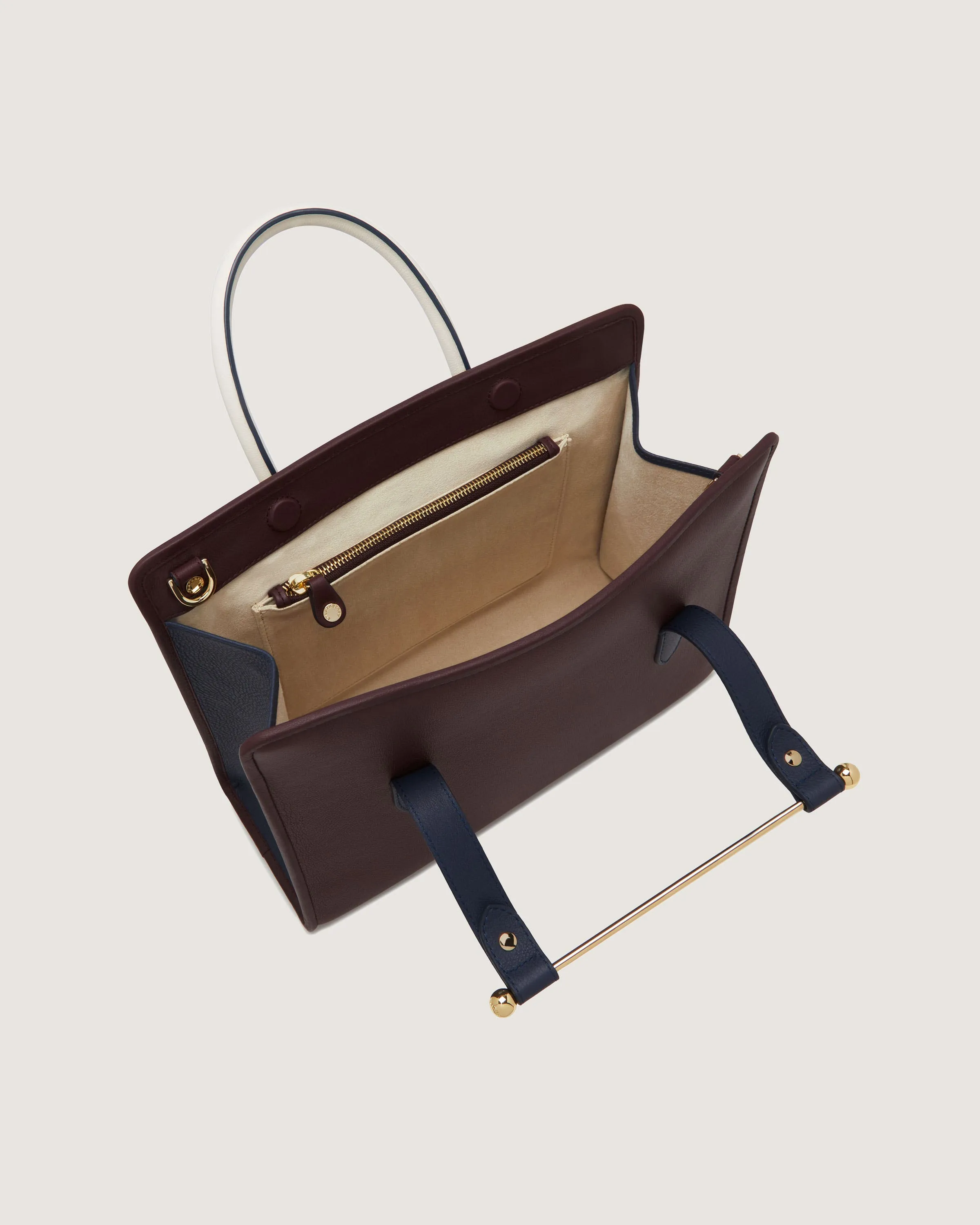 Midi Tote - Burgundy/Navy/Vanilla