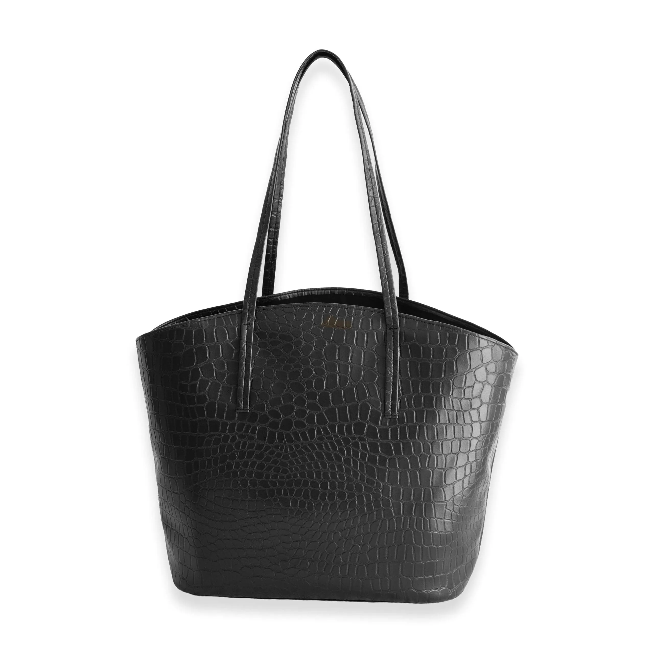 Mimosa Vegan Apple Leather Tote Bag | Black Crocodile