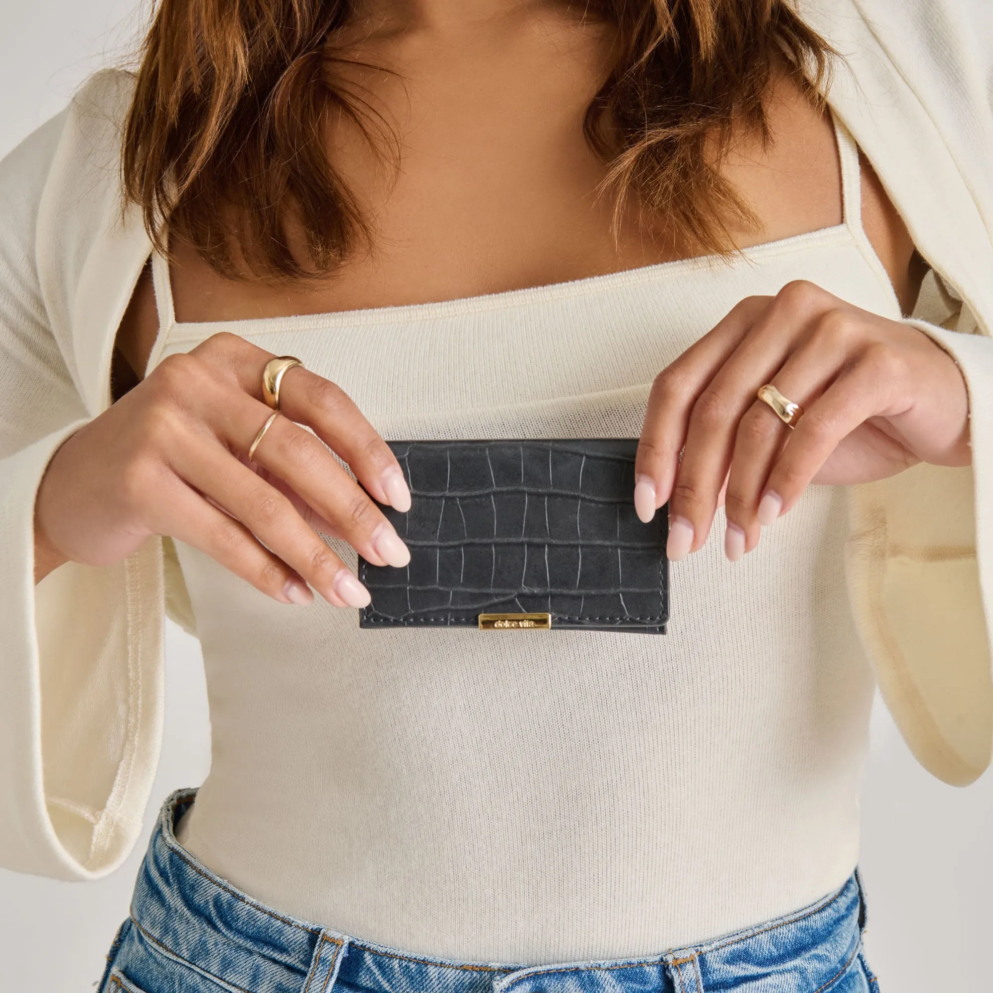 MINI-ME WALLET GREY CROCO STELLA