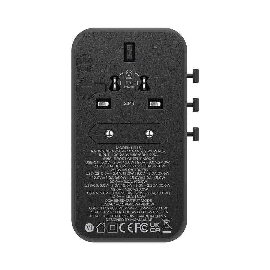 MOMAX 1-World 120W GaN Travel Adaptor-Titanium