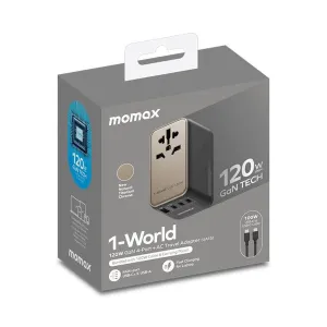 MOMAX 1-World 120W GaN Travel Adaptor-Titanium