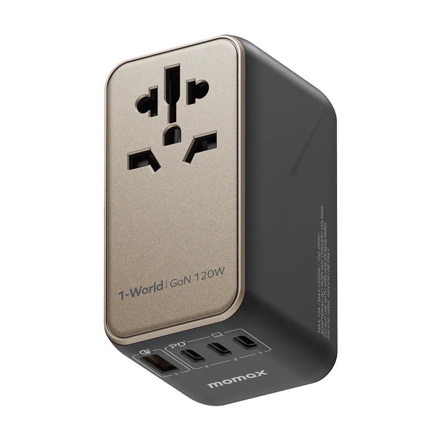 MOMAX 1-World 120W GaN Travel Adaptor-Titanium