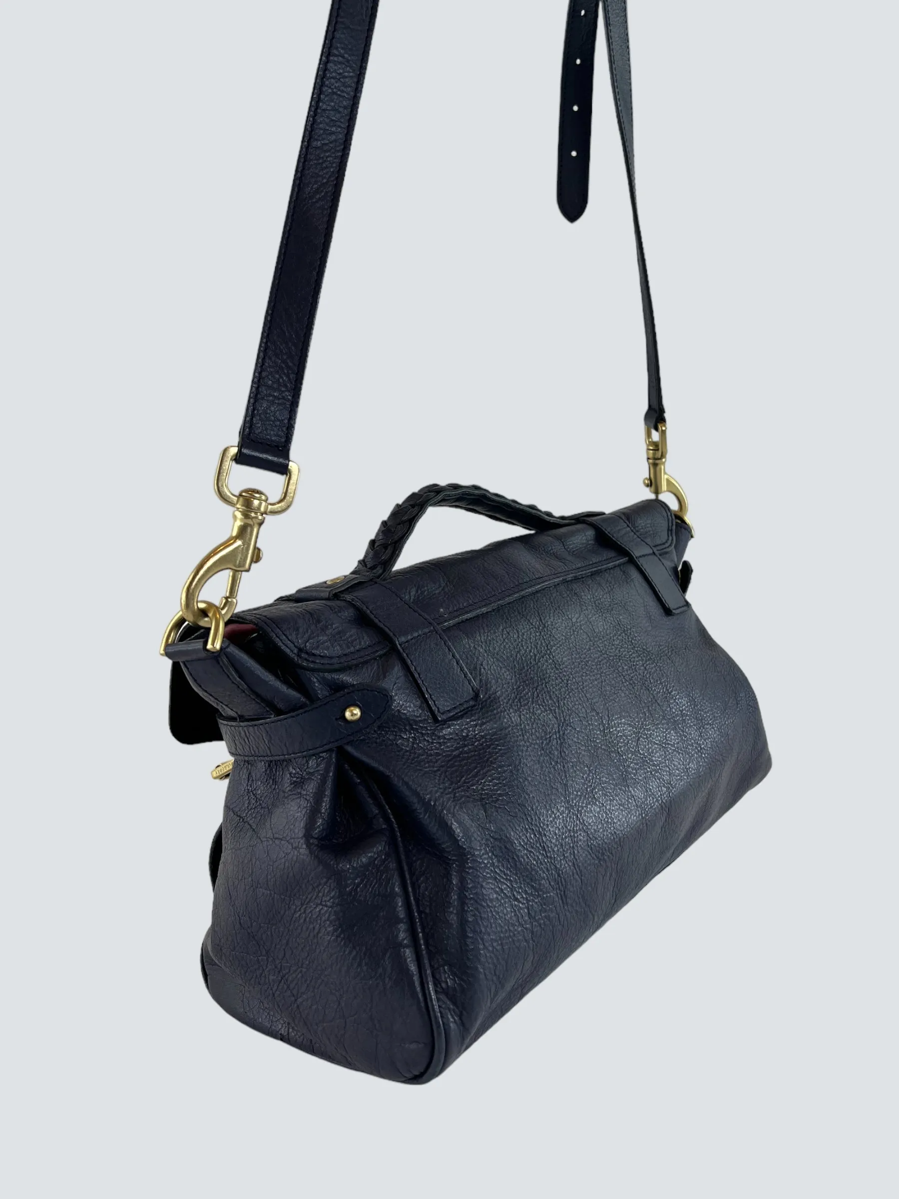 Mulberry Navy Leather Alexa Satchel