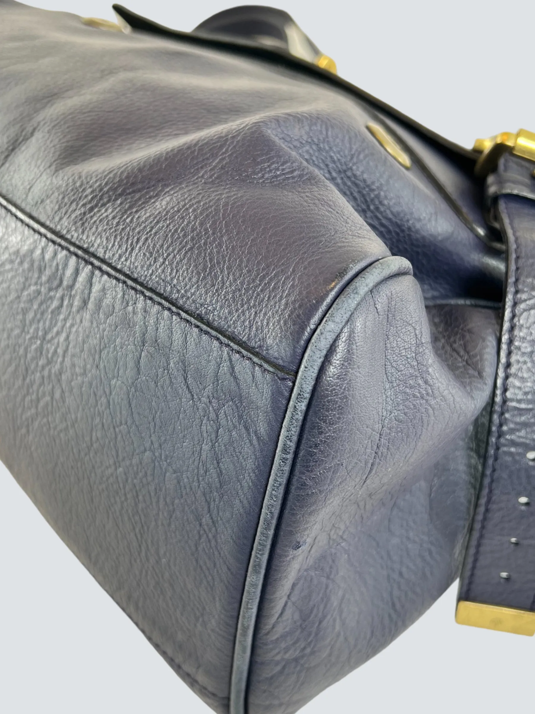 Mulberry Navy Leather Alexa Satchel