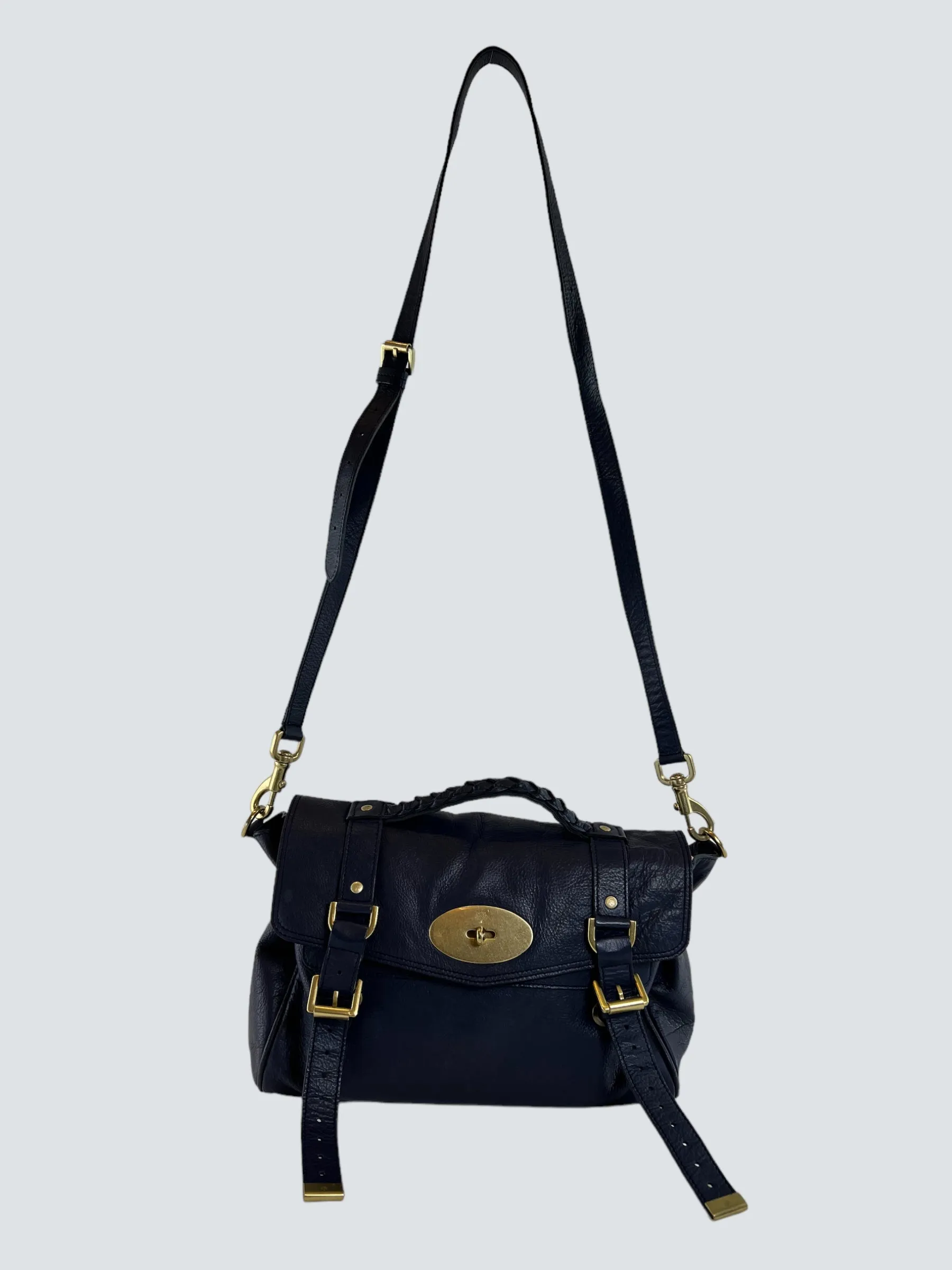 Mulberry Navy Leather Alexa Satchel