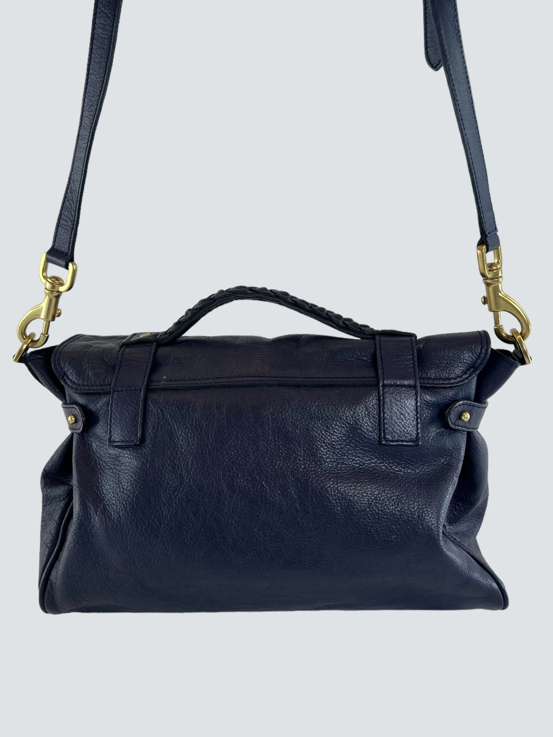 Mulberry Navy Leather Alexa Satchel