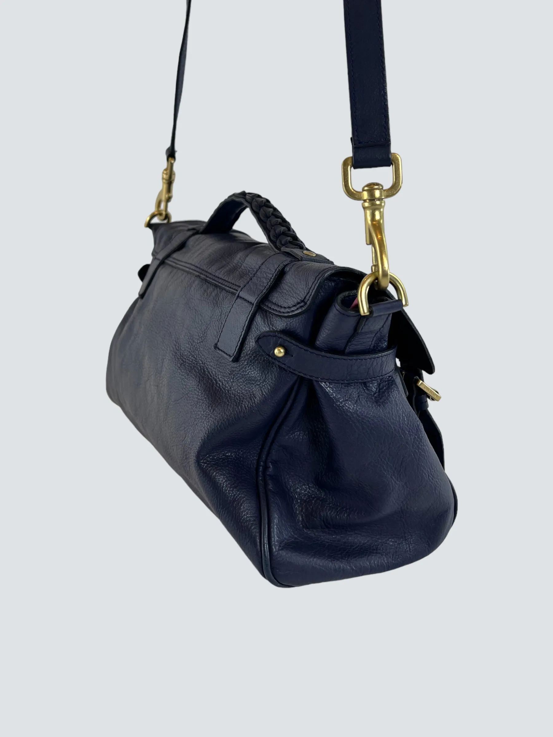 Mulberry Navy Leather Alexa Satchel