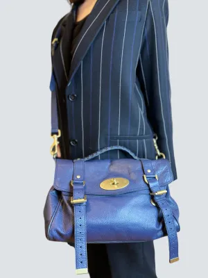 Mulberry Navy Leather Alexa Satchel