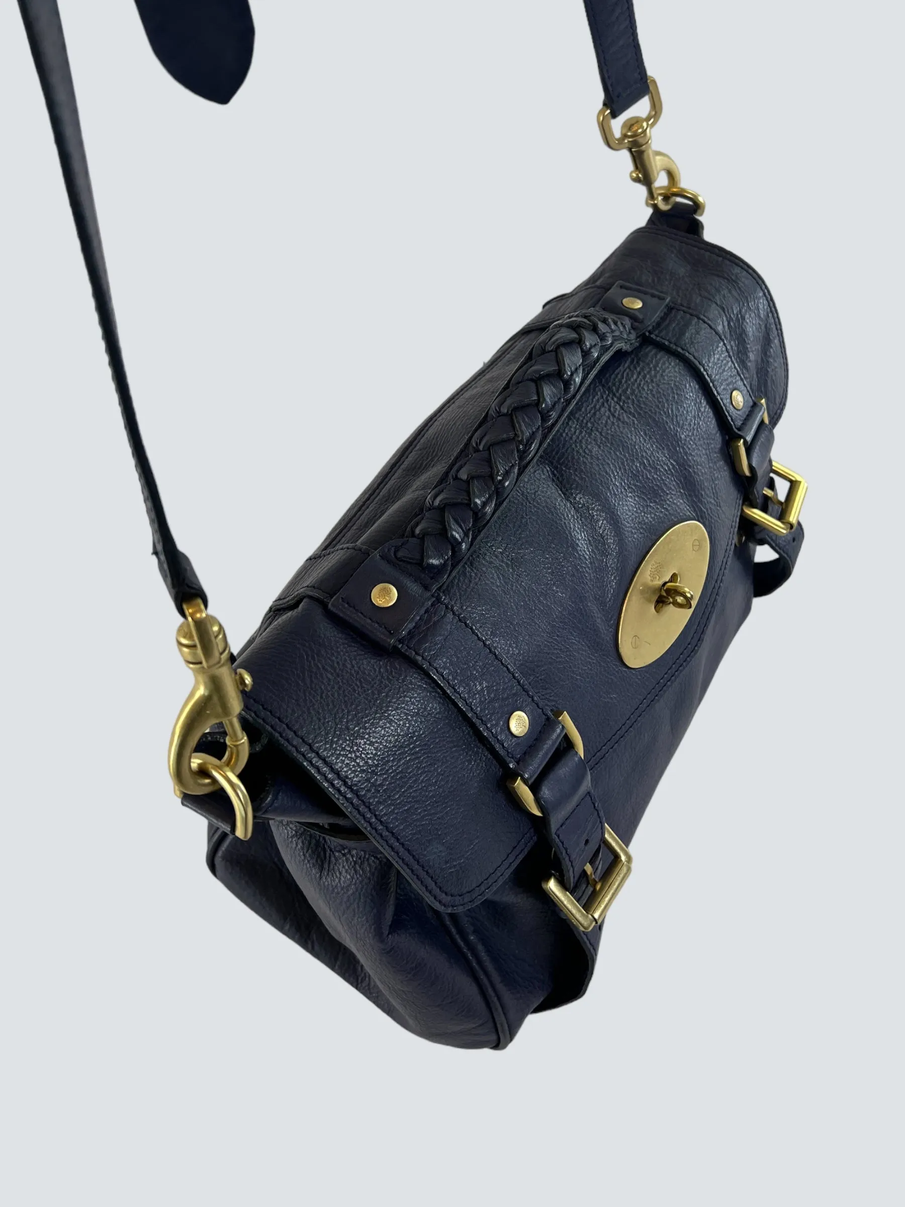 Mulberry Navy Leather Alexa Satchel