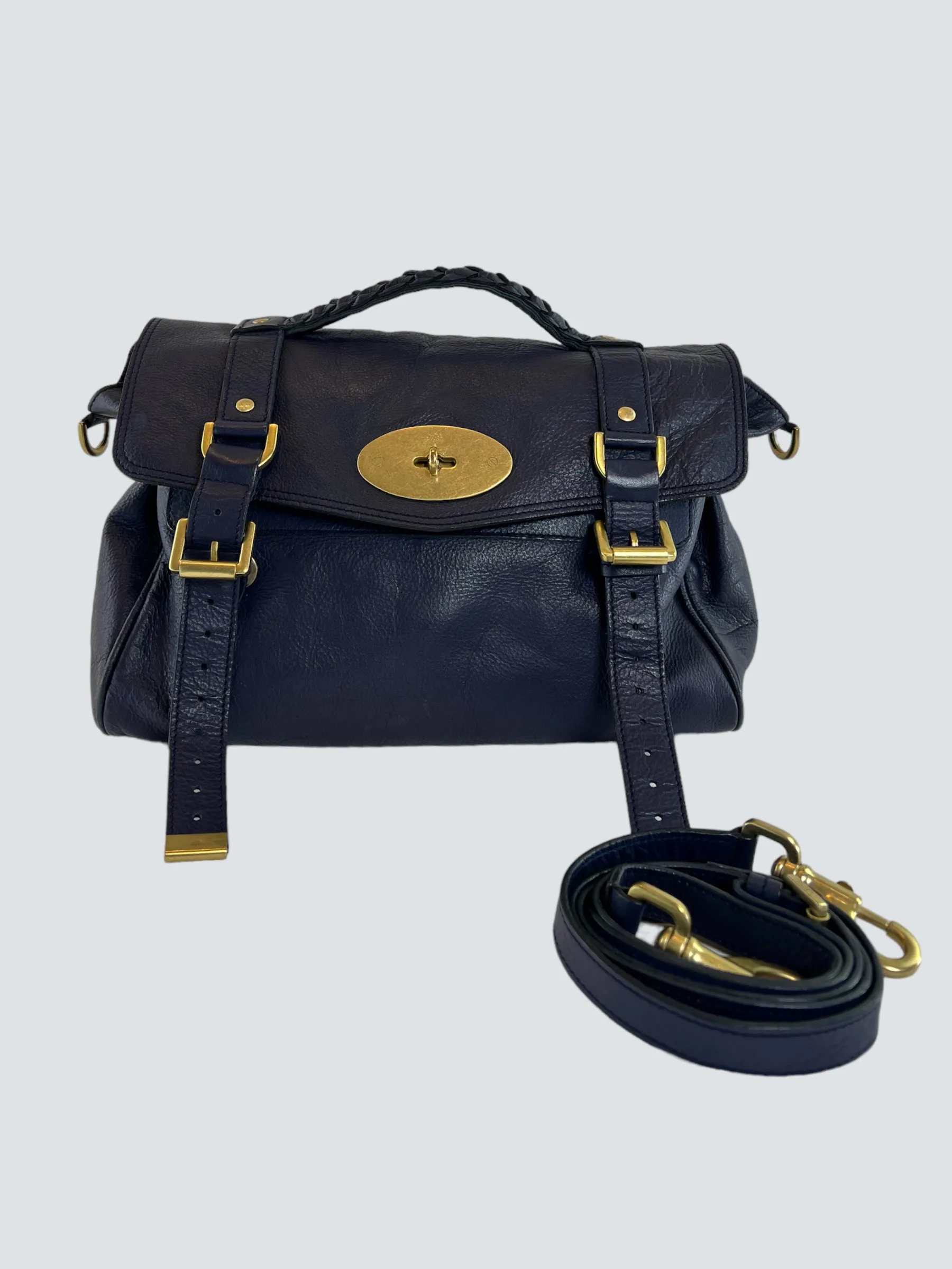 Mulberry Navy Leather Alexa Satchel