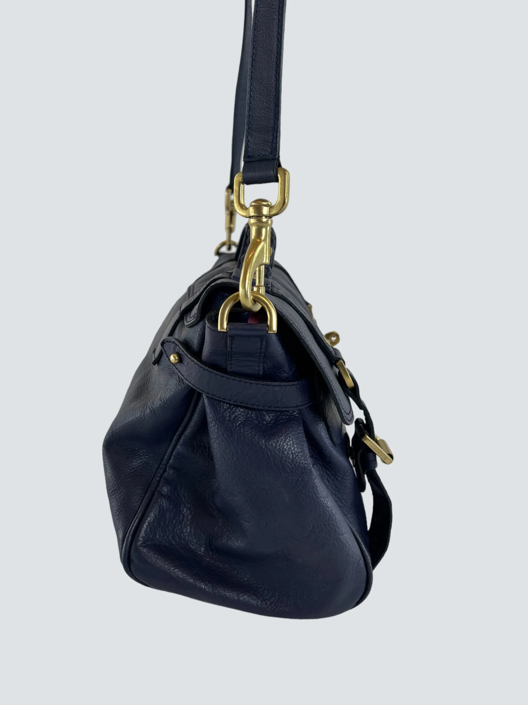 Mulberry Navy Leather Alexa Satchel