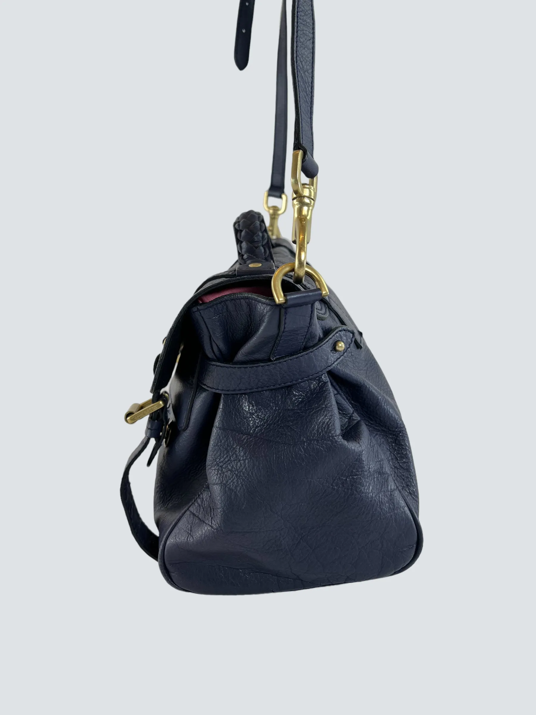 Mulberry Navy Leather Alexa Satchel