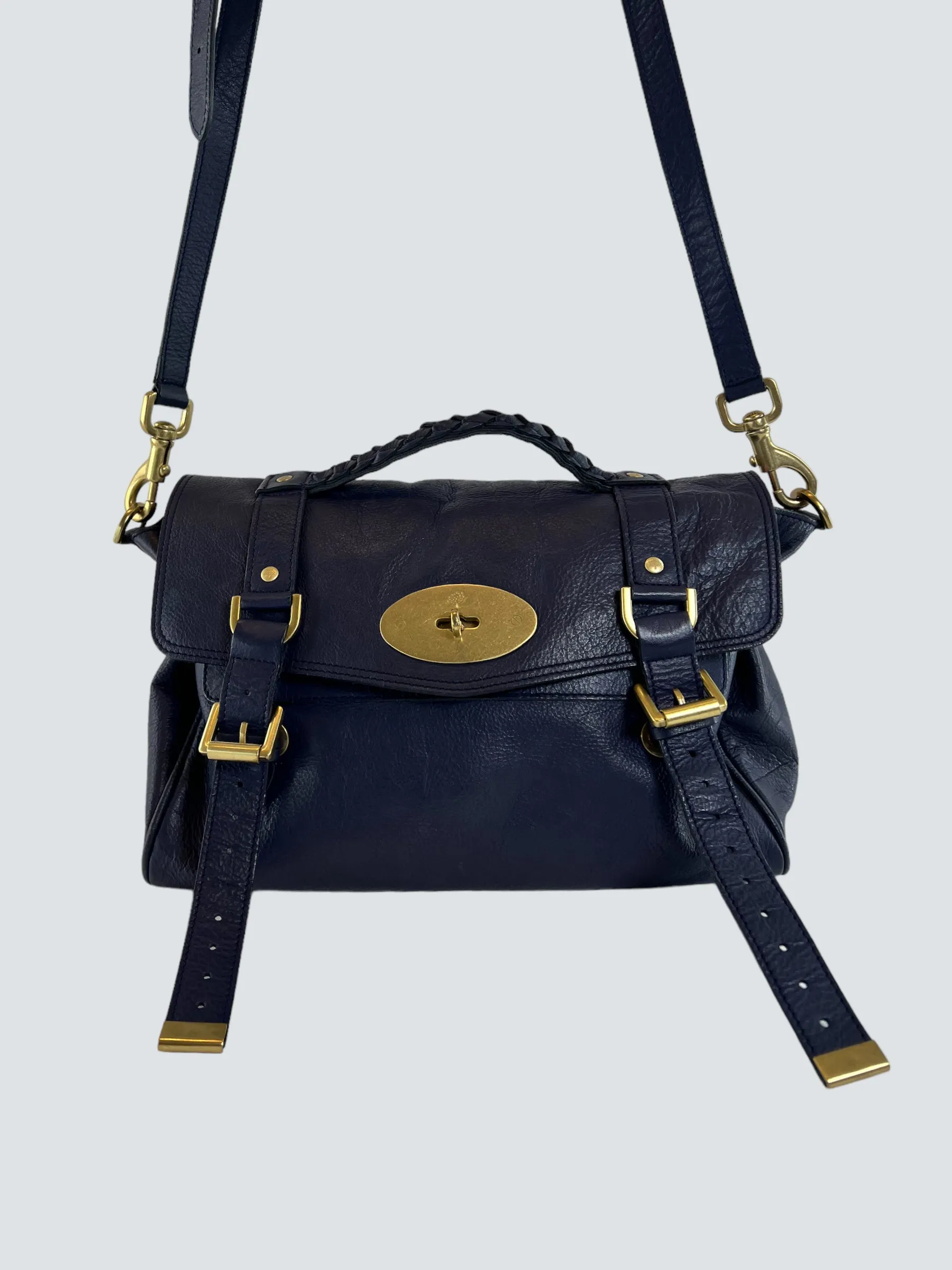Mulberry Navy Leather Alexa Satchel