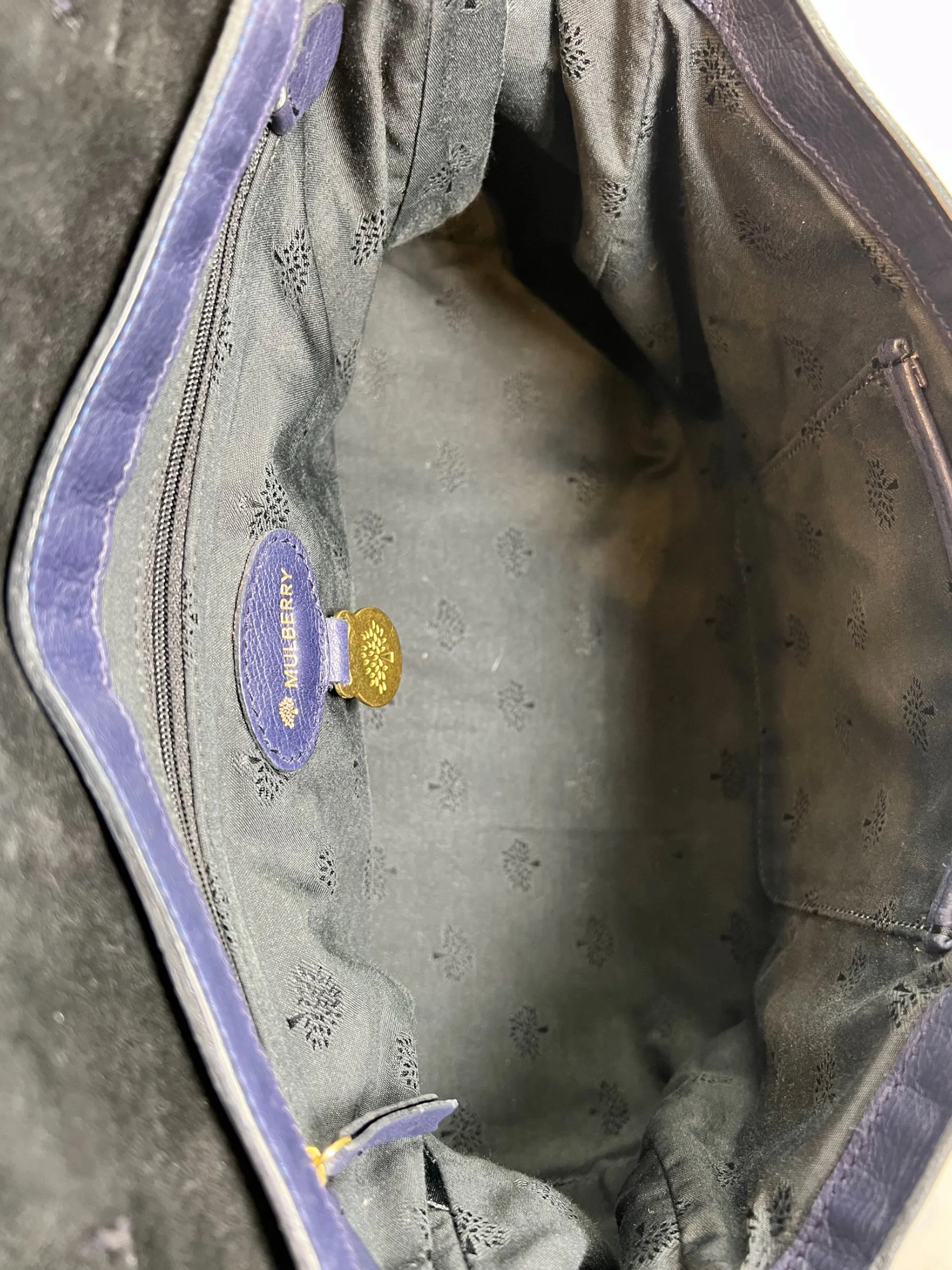 Mulberry Navy Leather Alexa Satchel