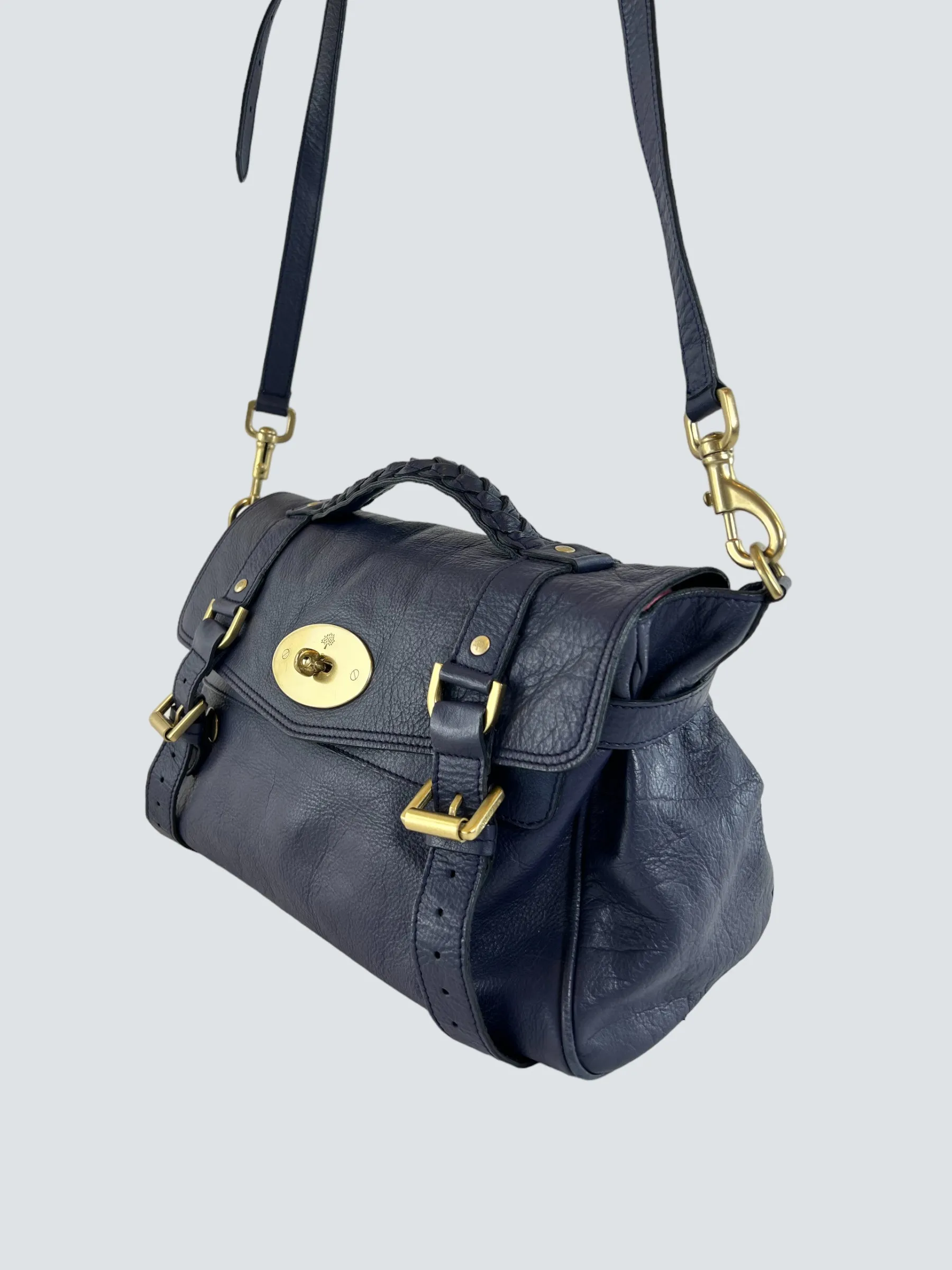 Mulberry Navy Leather Alexa Satchel
