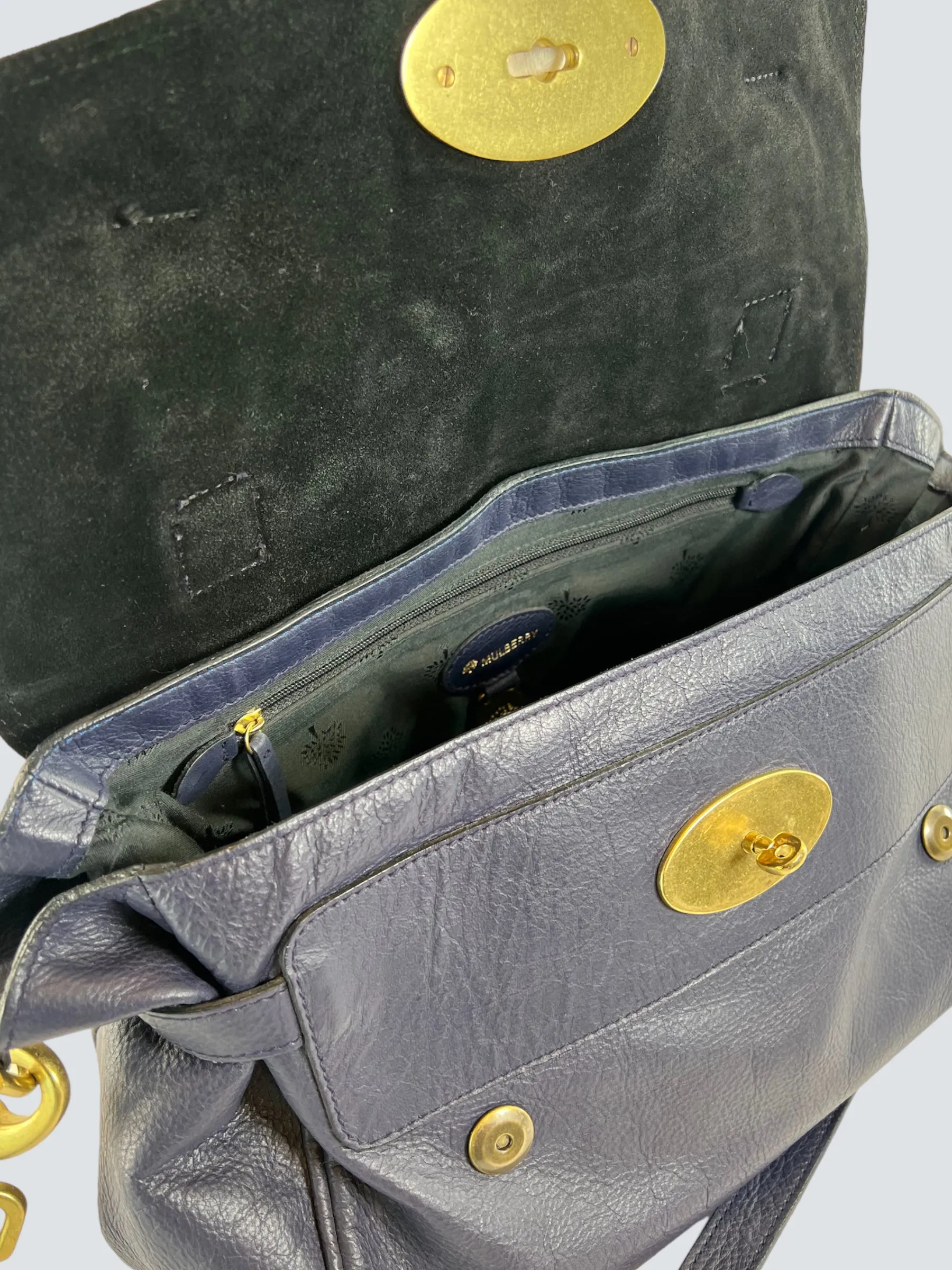 Mulberry Navy Leather Alexa Satchel