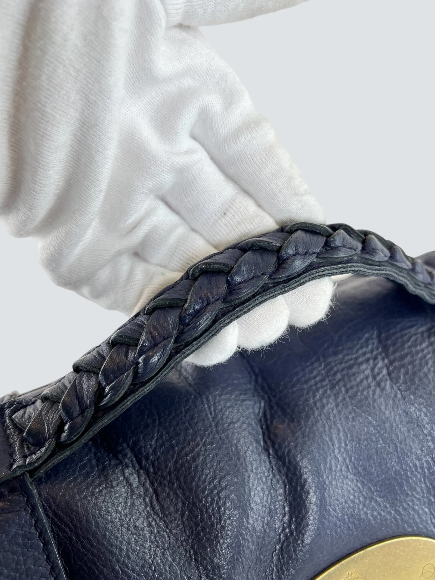 Mulberry Navy Leather Alexa Satchel