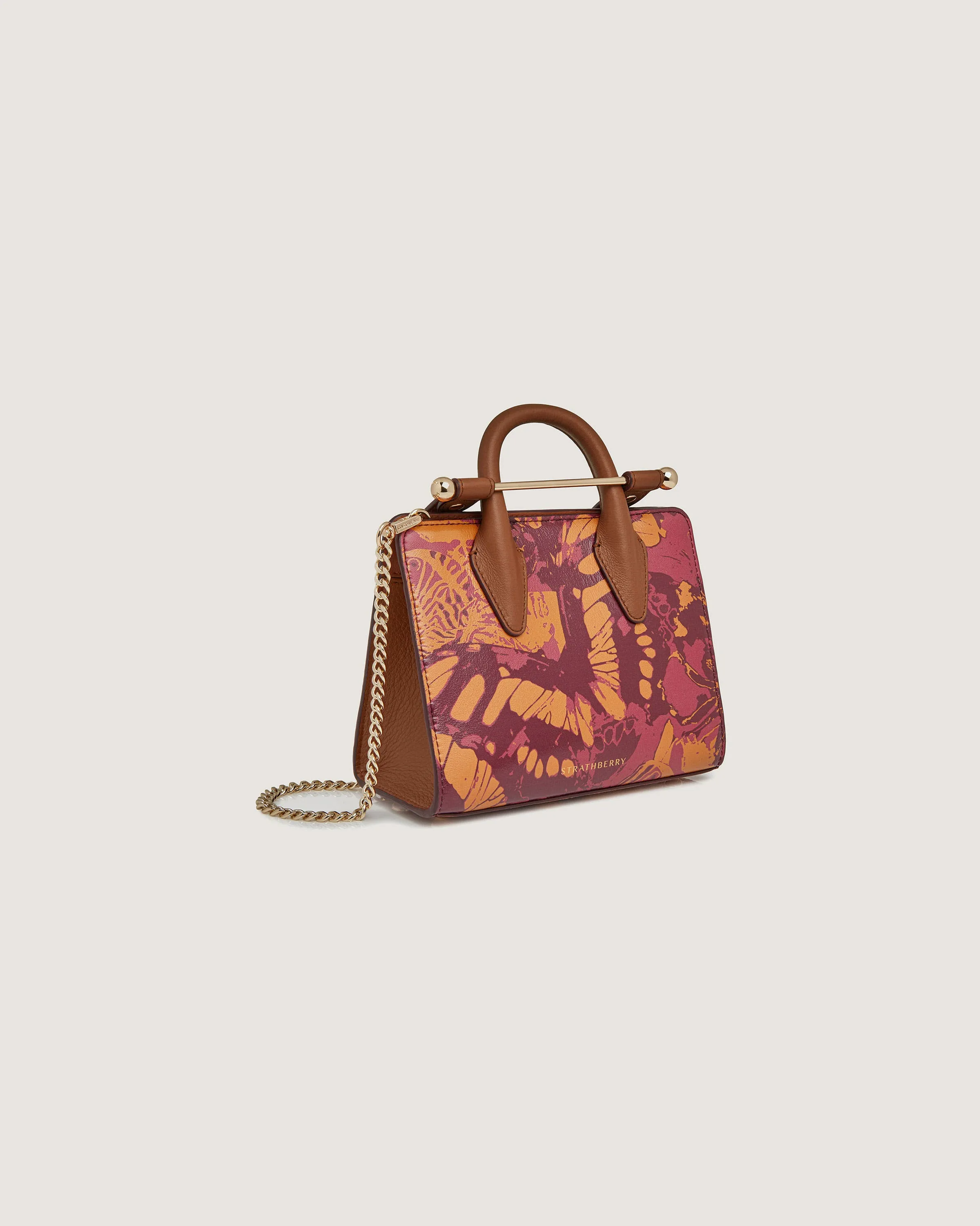 Nano Tote - Raspberry/Chestnut Butterfly Print
