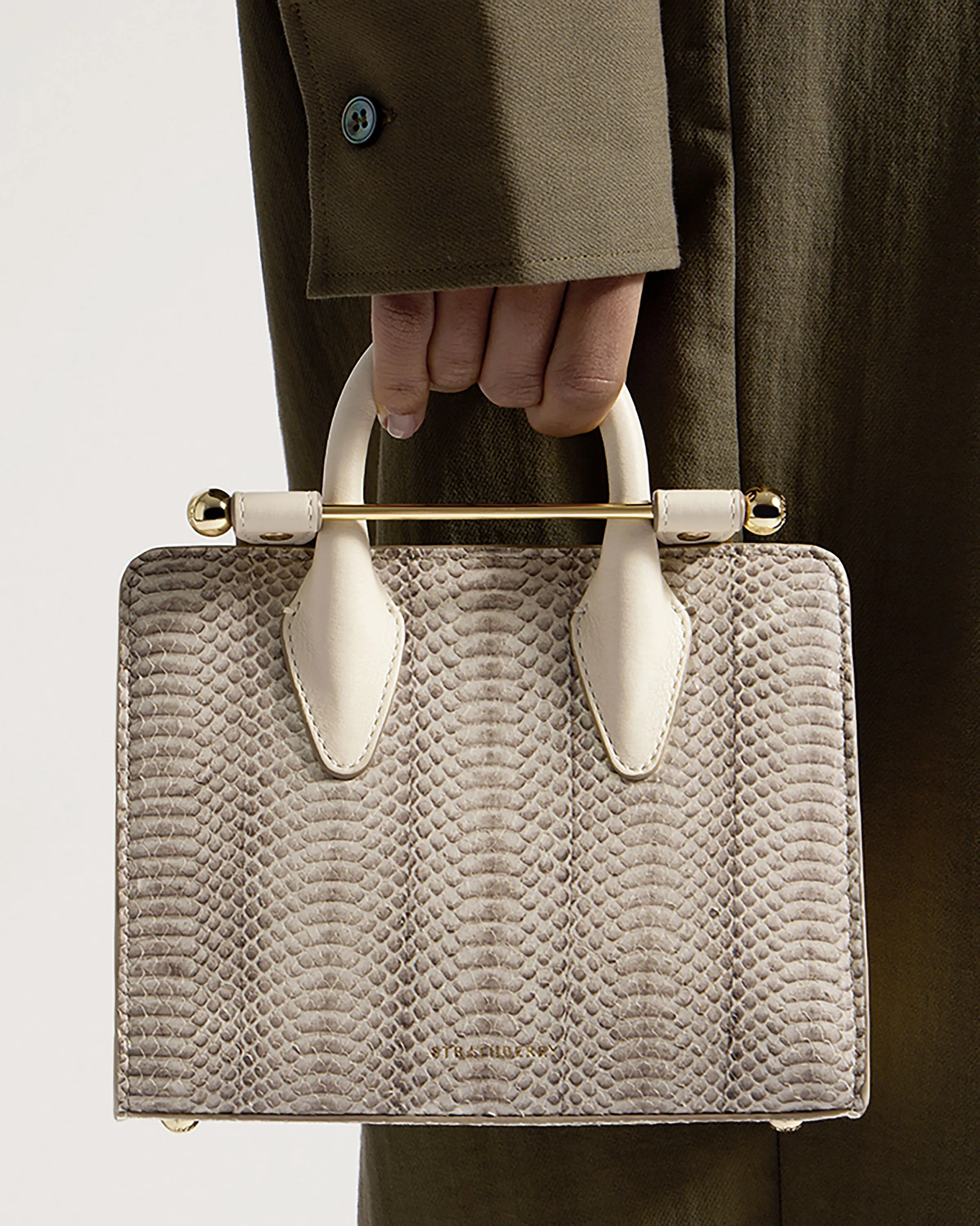 Nano Tote - Snake-Embossed Leather Vanilla