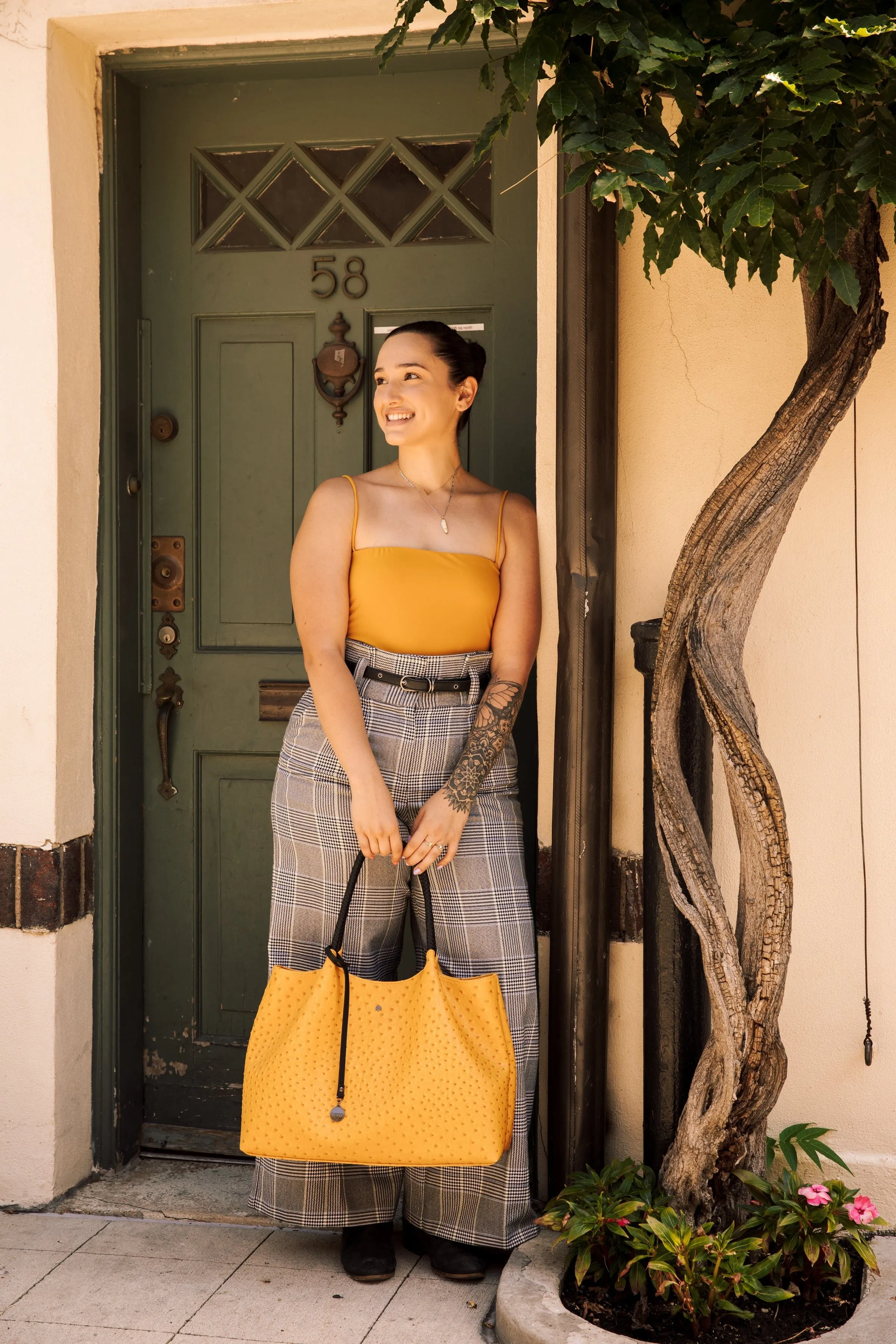 Naomi Vegan Leather Tote Bag | Yellow