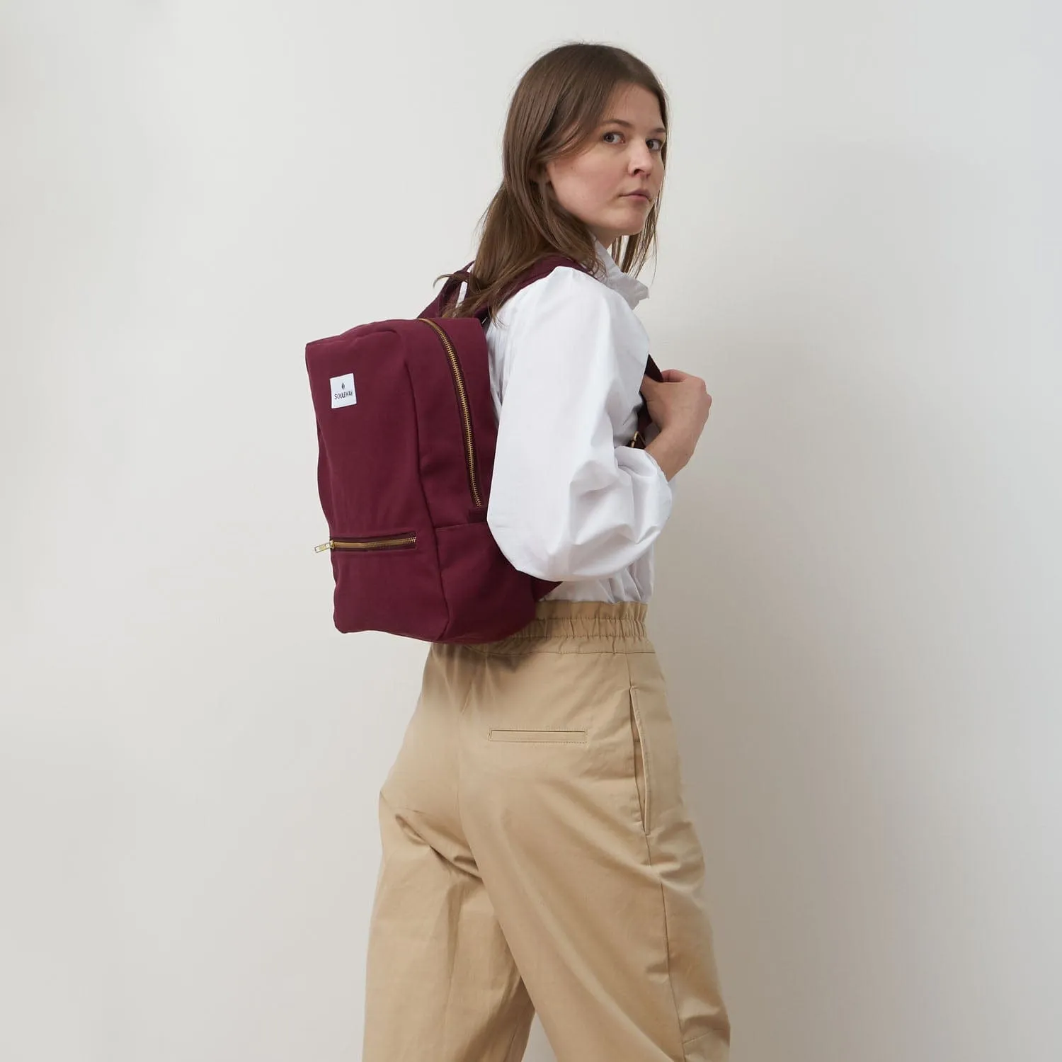 Natural Cotton Canvas Daypack | Bordeaux Red