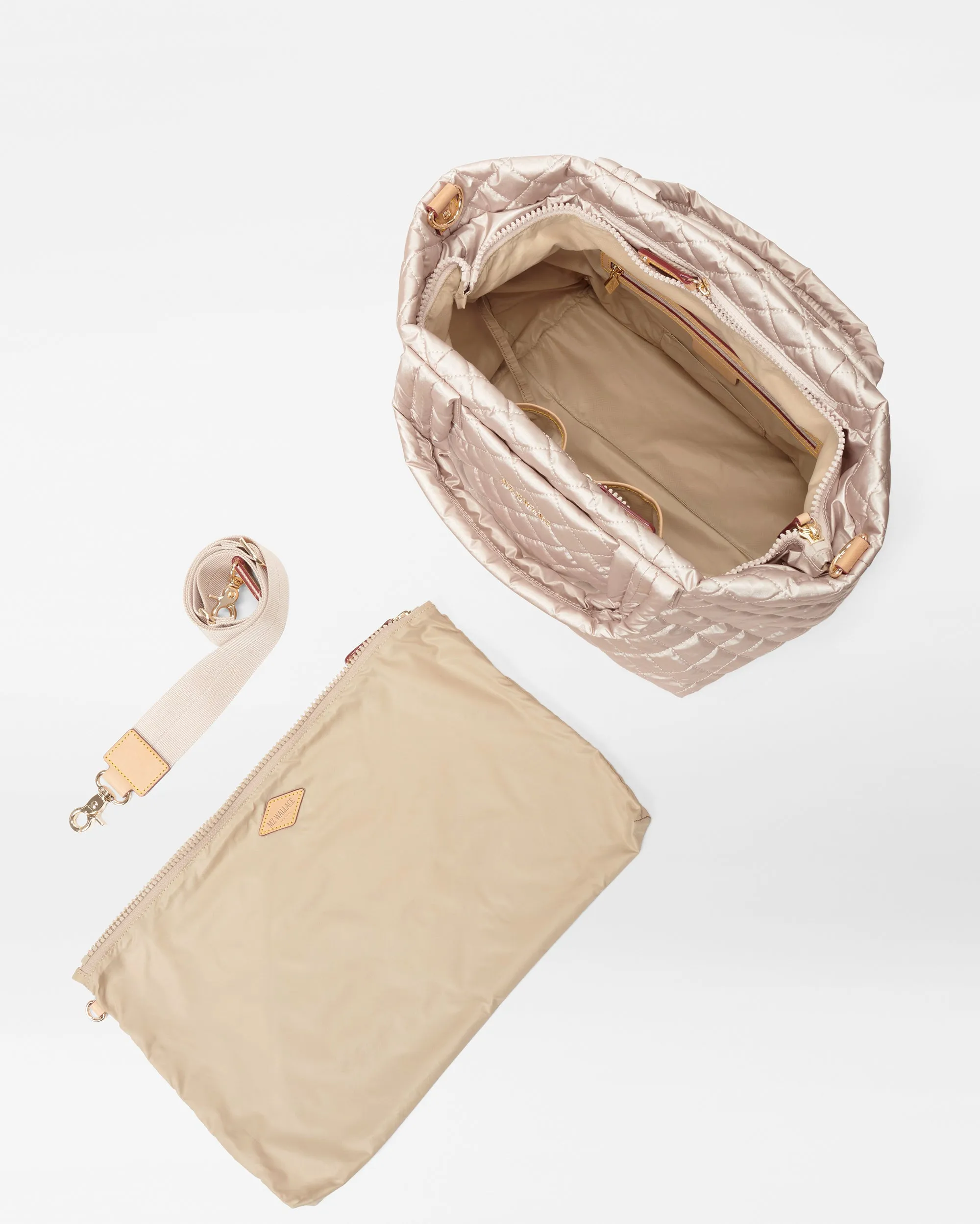 Pale Rose Gold Metallic Small Metro Tote Deluxe