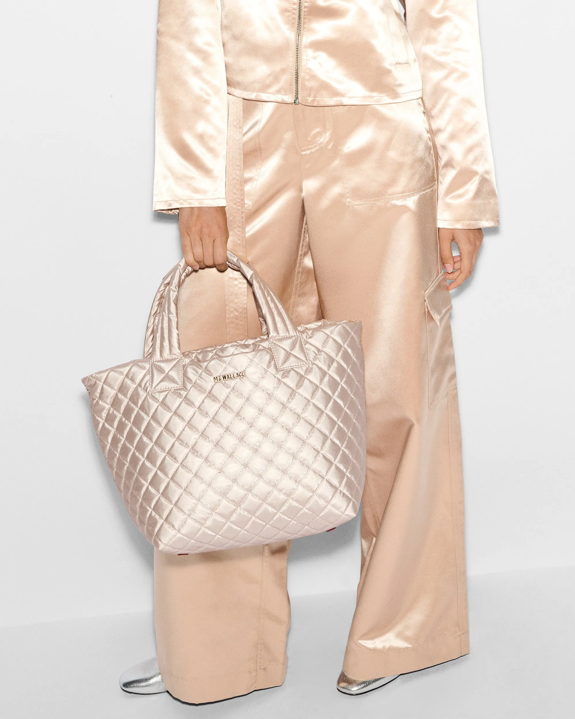 Pale Rose Gold Metallic Small Metro Tote Deluxe
