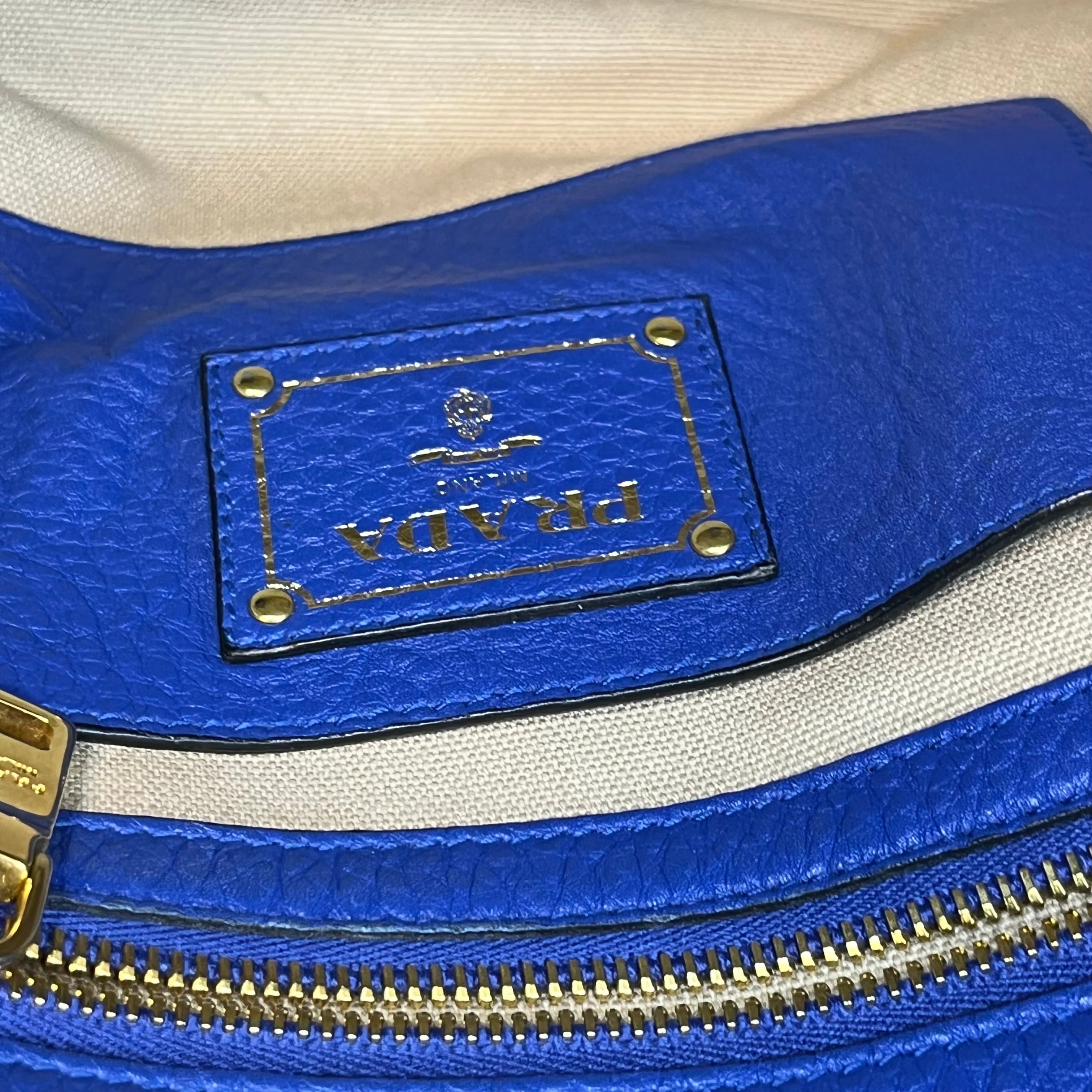PRADA Blue Vitello Daino Leather Tote Bag TS3966