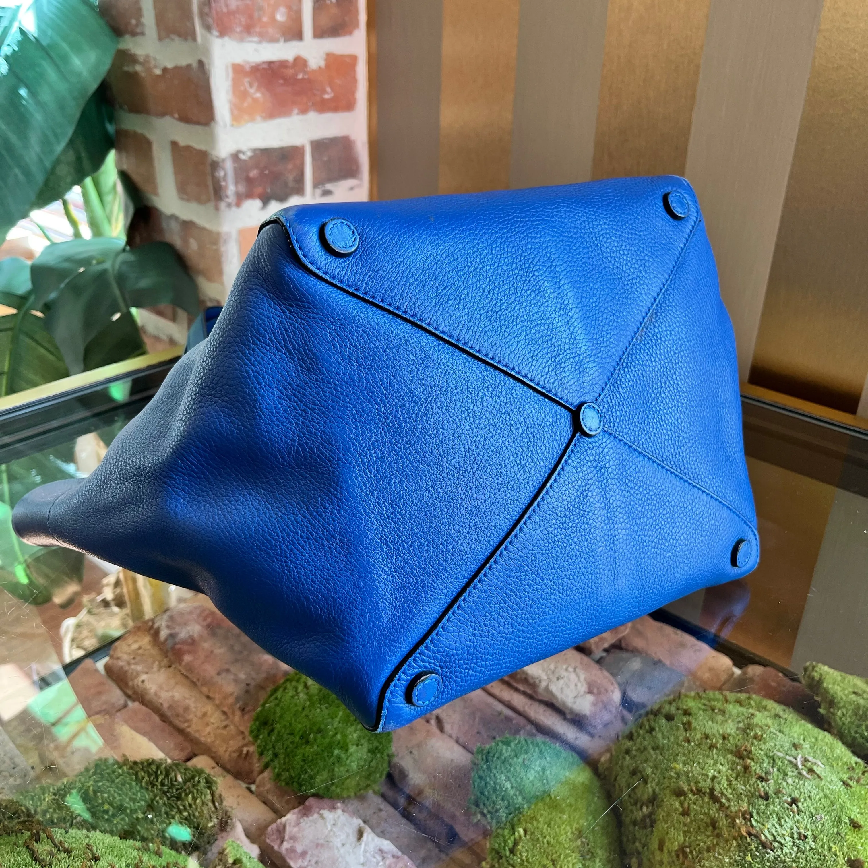 PRADA Blue Vitello Daino Leather Tote Bag TS3966