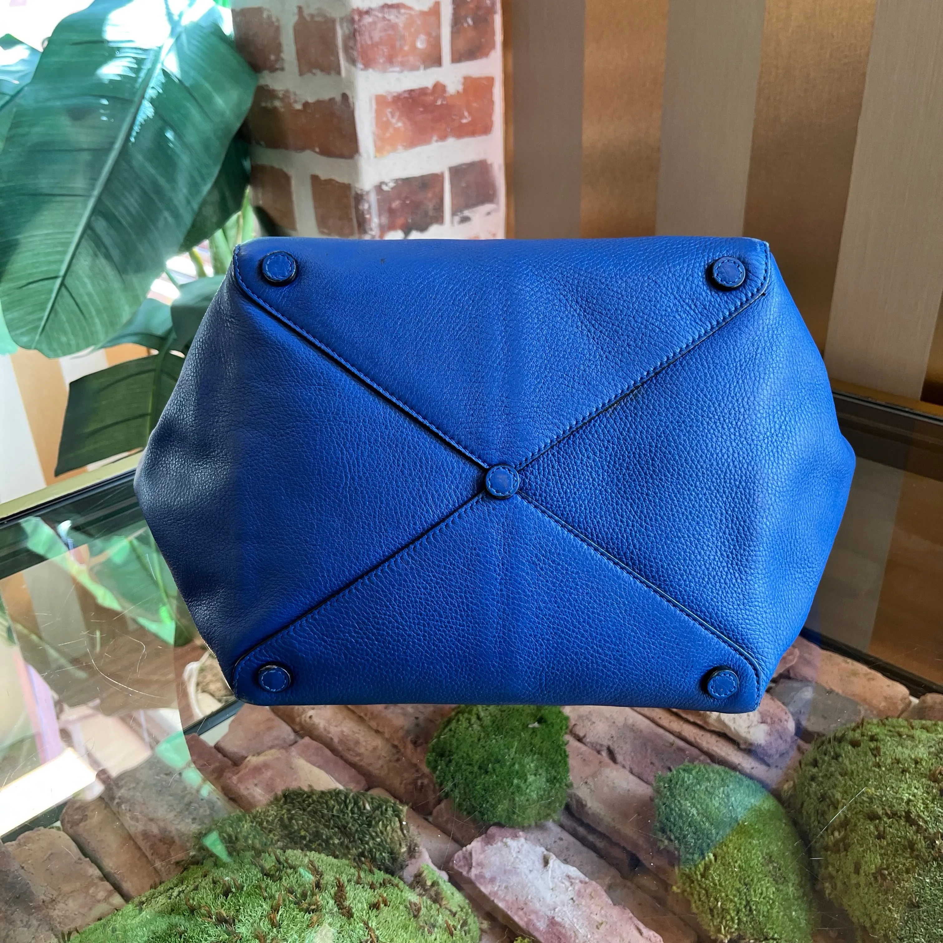 PRADA Blue Vitello Daino Leather Tote Bag TS3966