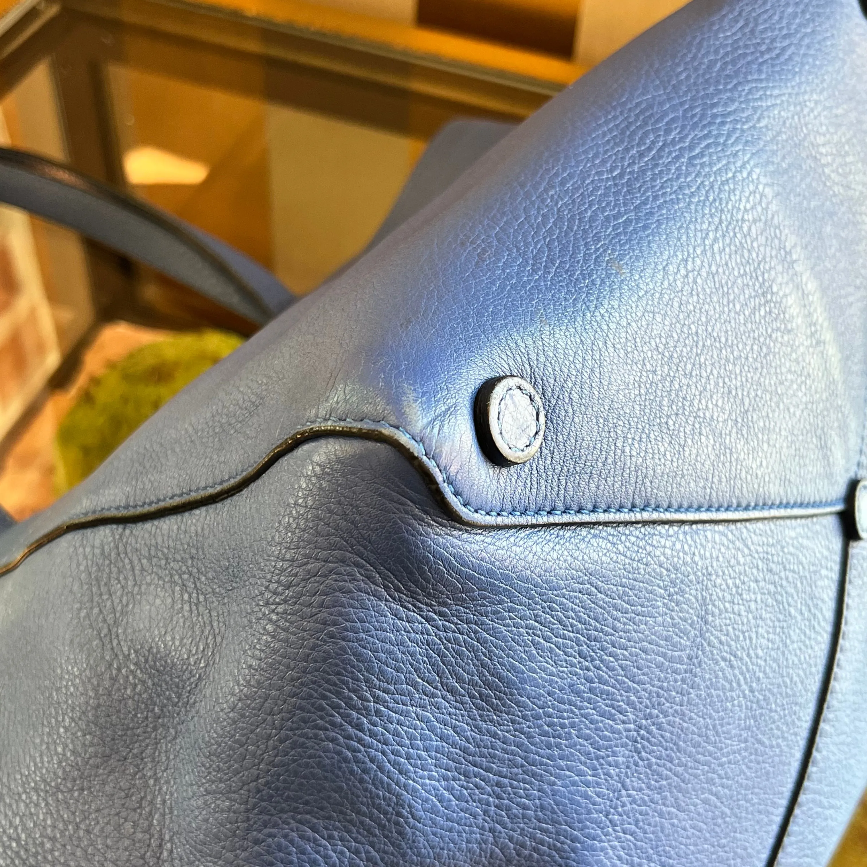 PRADA Blue Vitello Daino Leather Tote Bag TS3966