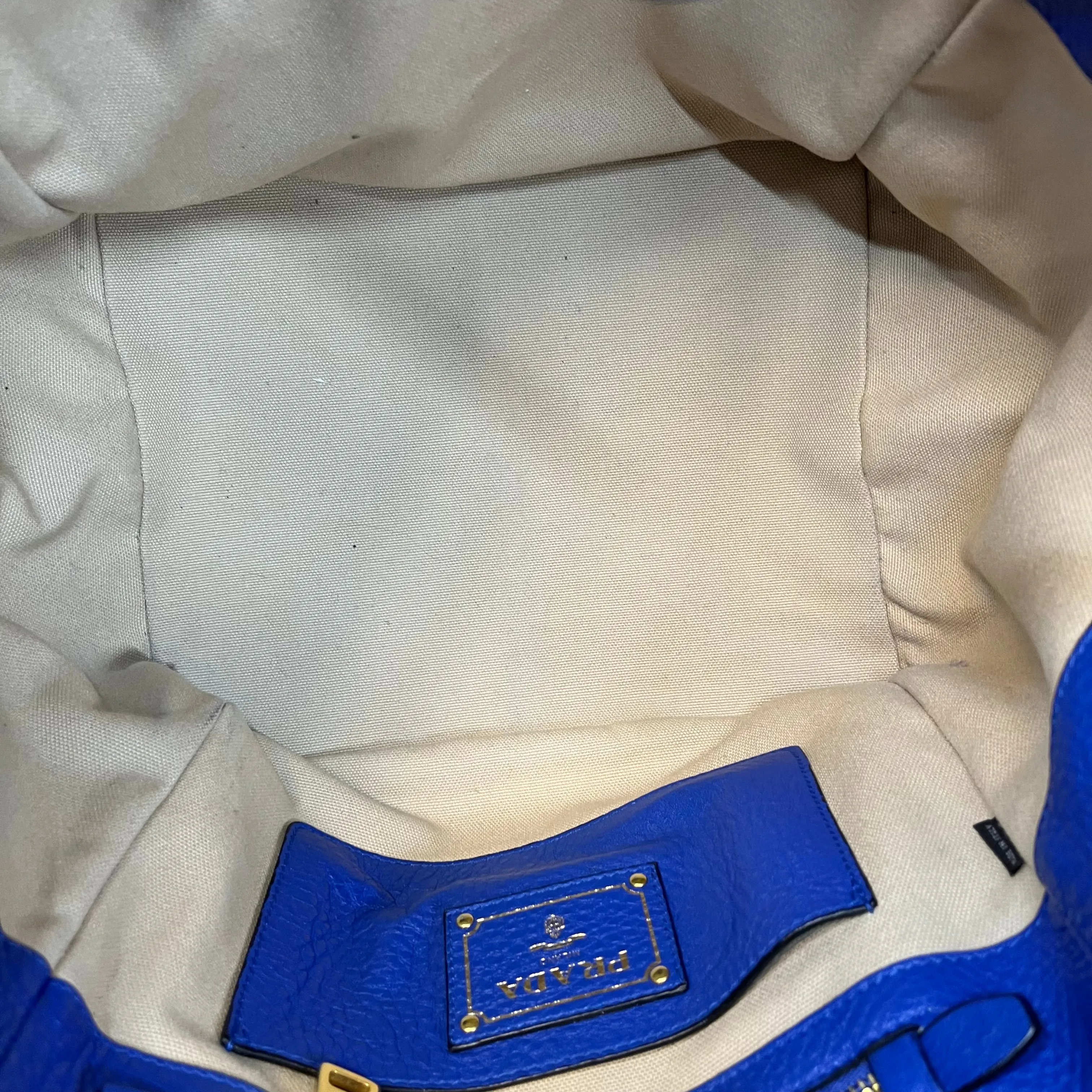 PRADA Blue Vitello Daino Leather Tote Bag TS3966